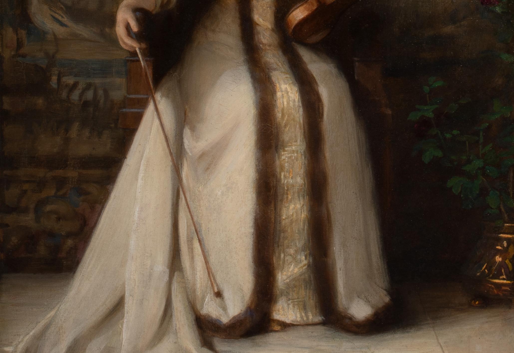 Portrait of Maud Ernestine (Rendel) Gladstone CBE (1865 - 1941), dated 1908   - Black Portrait Painting by  Henry John HUDSON
