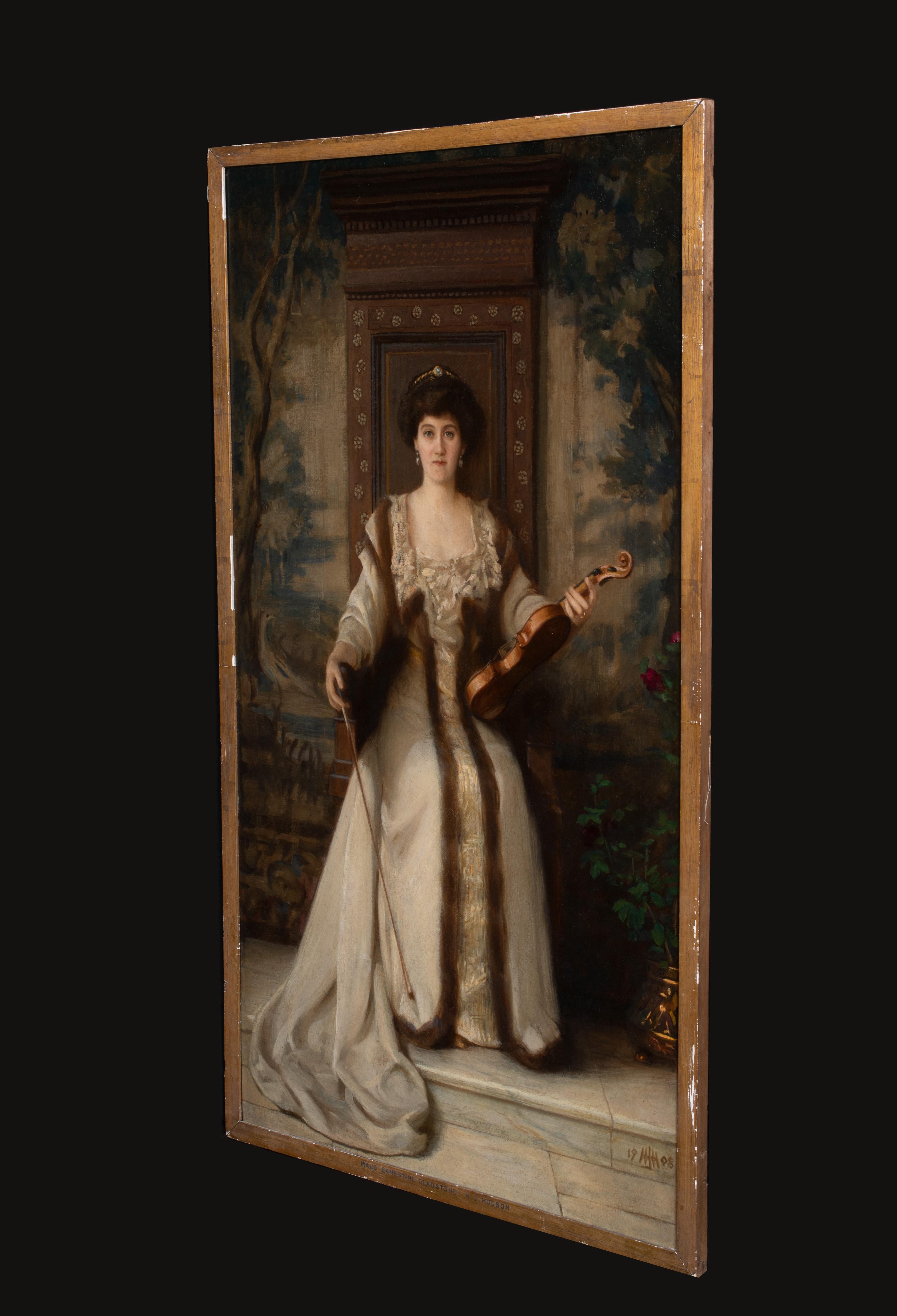 Portrait of Maud Ernestine (Rendel) Gladstone CBE (1865 - 1941), dated 1908   For Sale 2