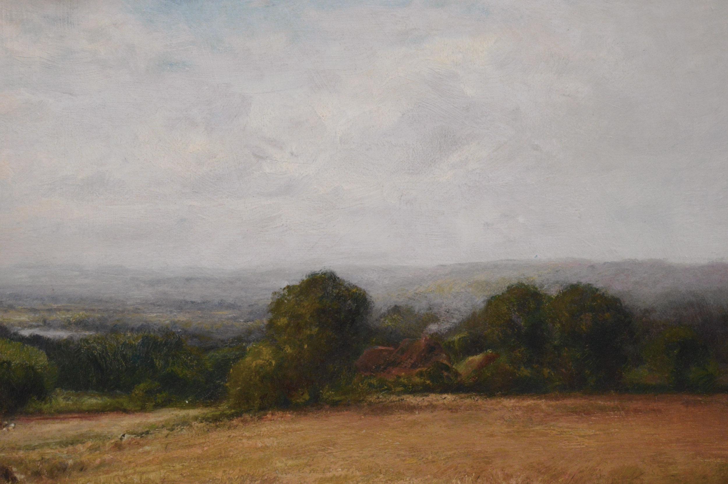 Pintura al óleo de un paisaje de Sussex del siglo XIX sobre una cosecha en venta 1