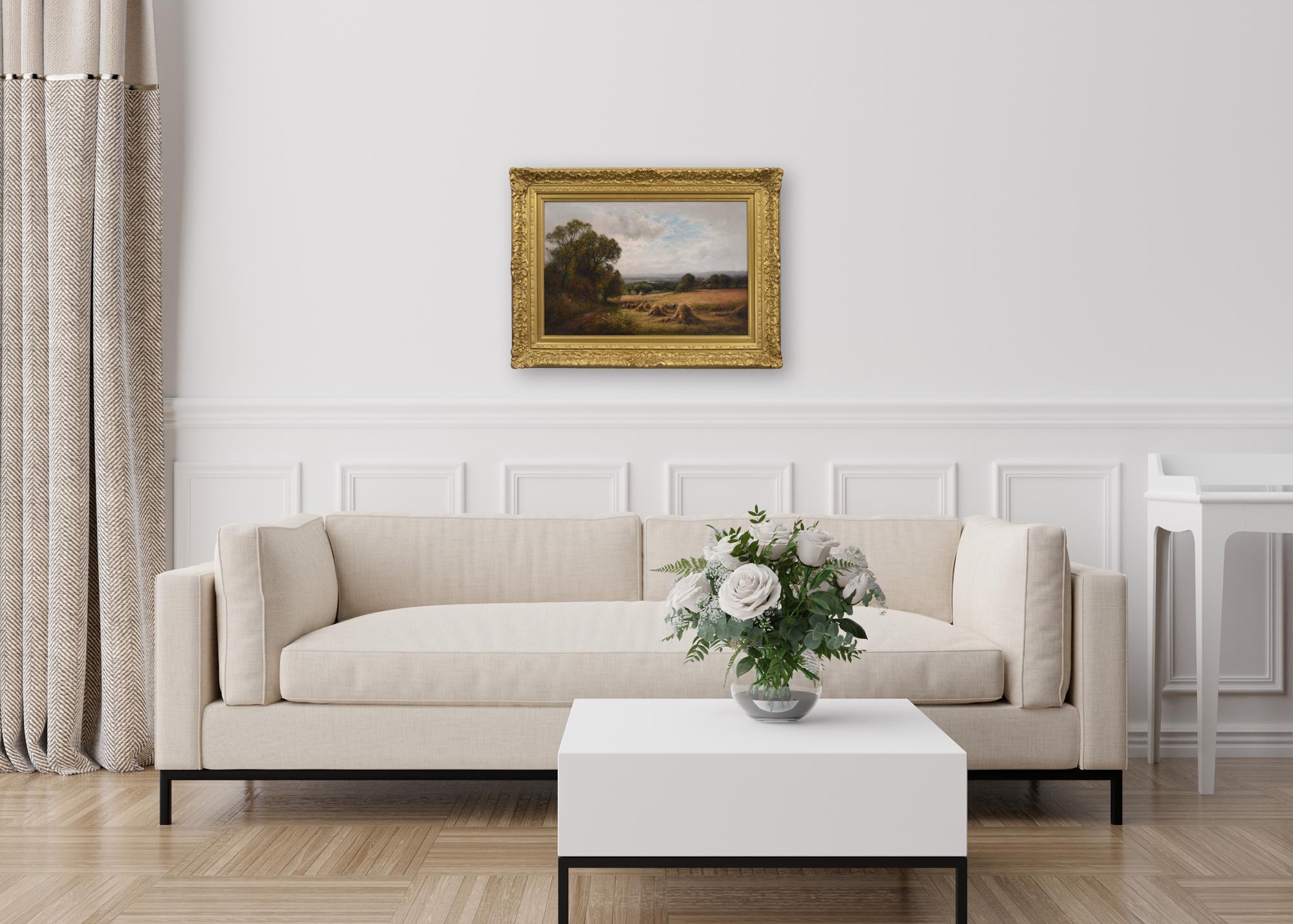 Pintura al óleo de un paisaje de Sussex del siglo XIX sobre una cosecha en venta 4