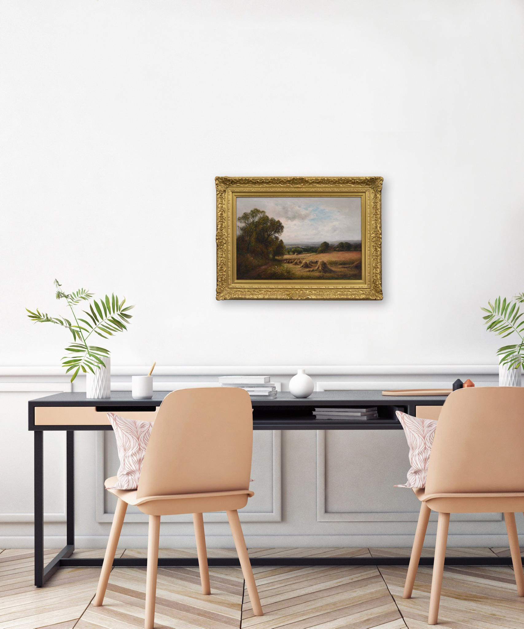 Pintura al óleo de un paisaje de Sussex del siglo XIX sobre una cosecha en venta 5
