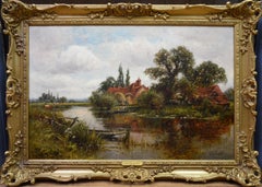 On the Thames at Goring - 19th Century Victorian Landscape Oil Painting