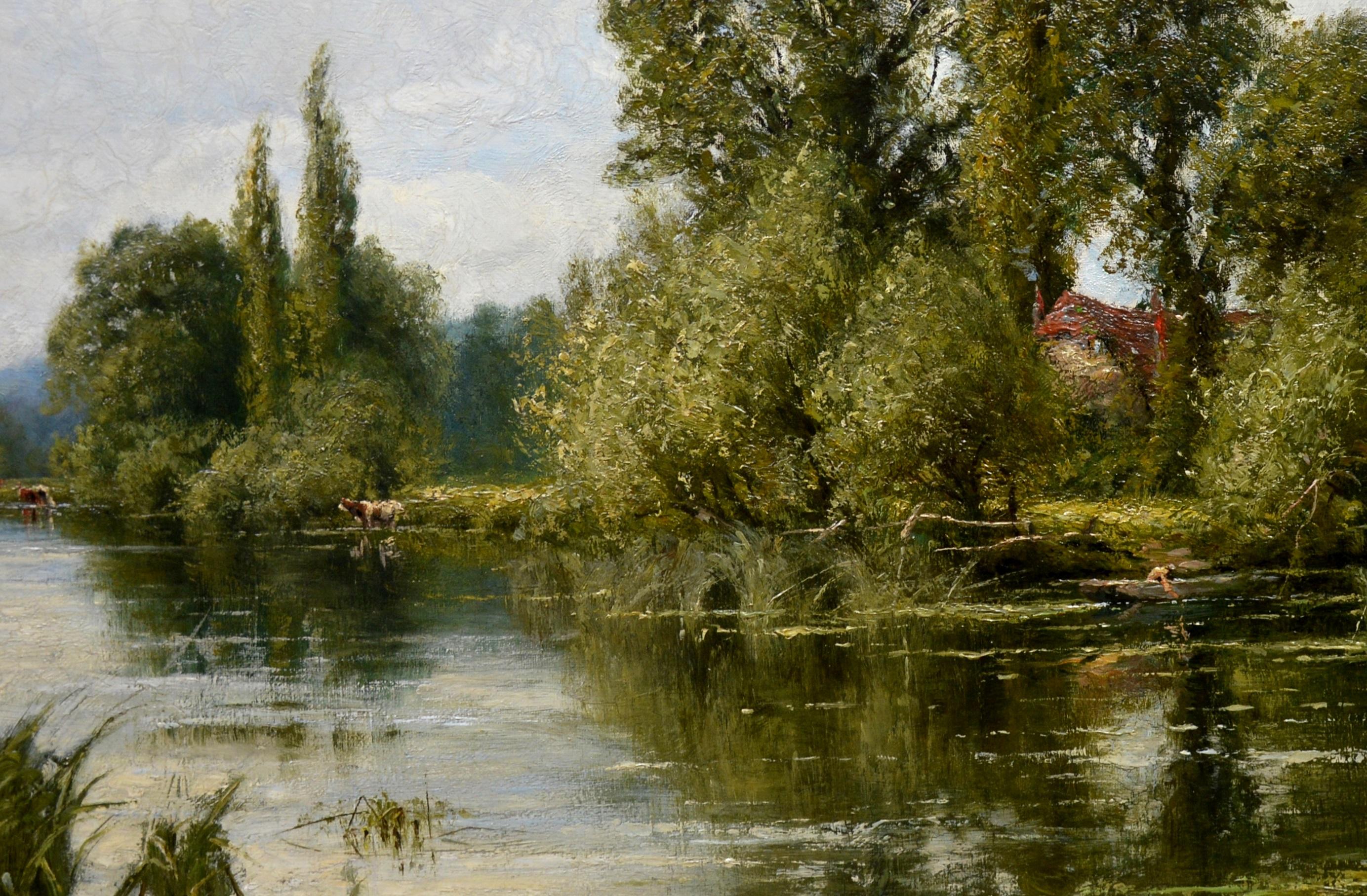 On the Thames near Mapledurham - 19th Century English Landscape Oil Painting 2