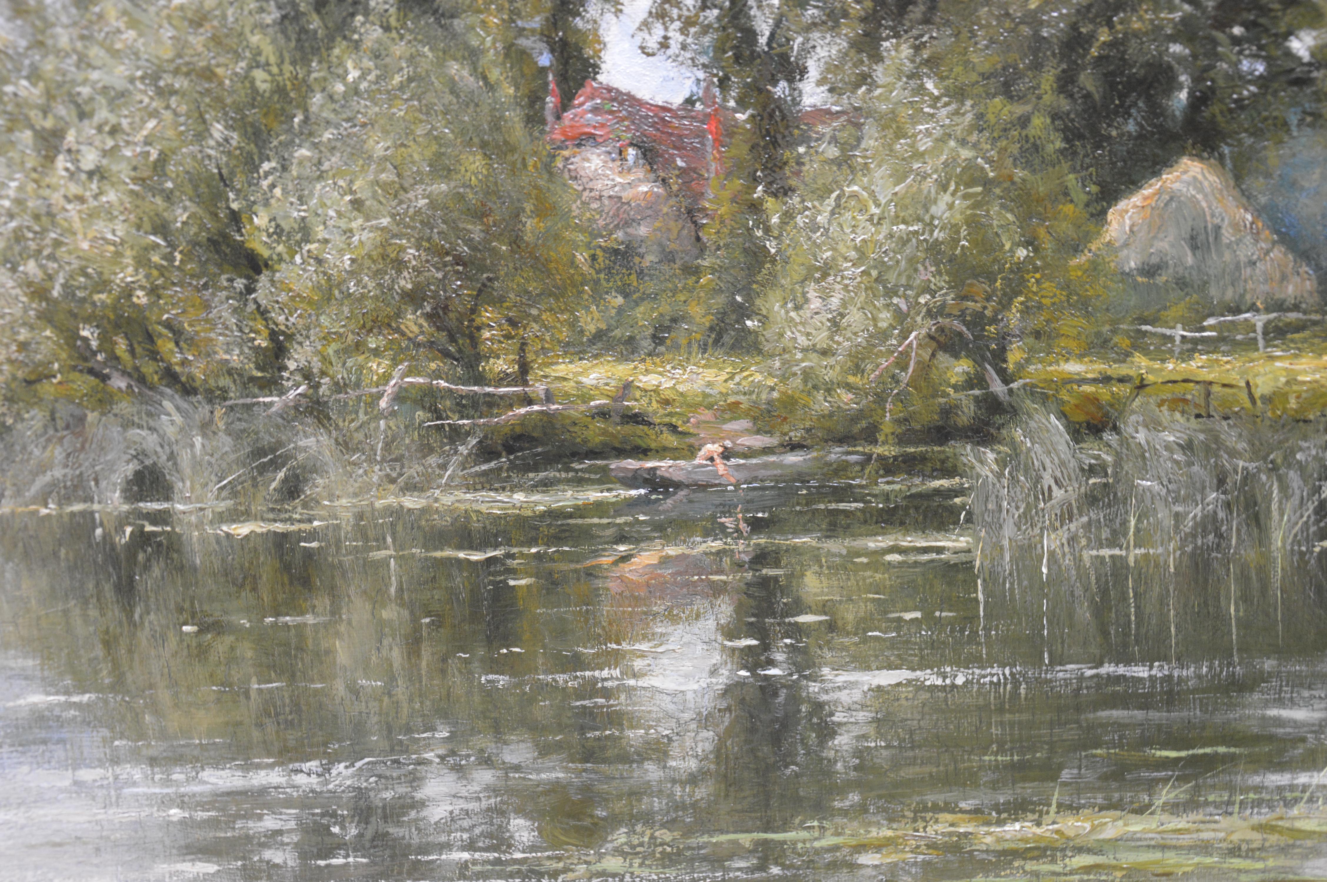 On the Thames near Mapledurham - 19th Century English Landscape Oil Painting 4