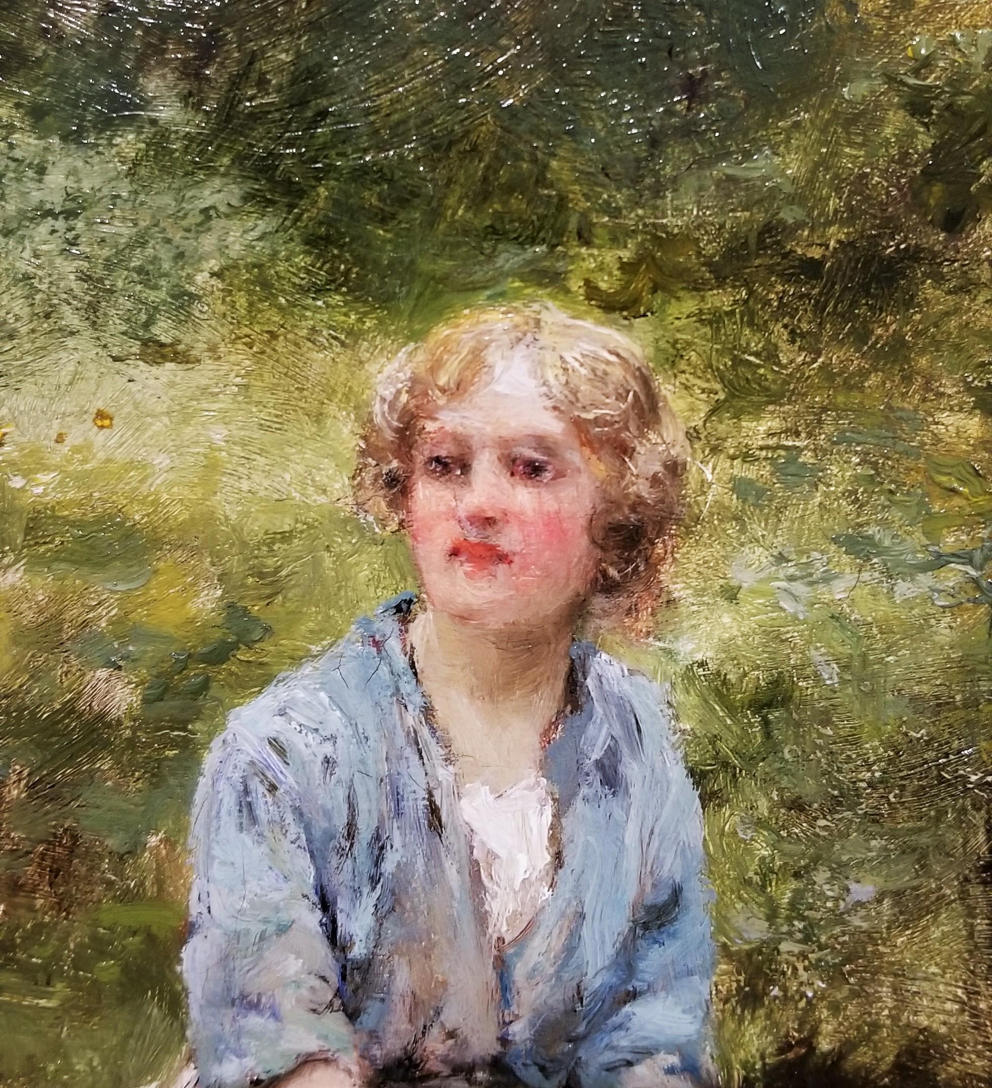 Fetching Water by the River /// British Impressionism Yeend King Oil Painting en vente 8