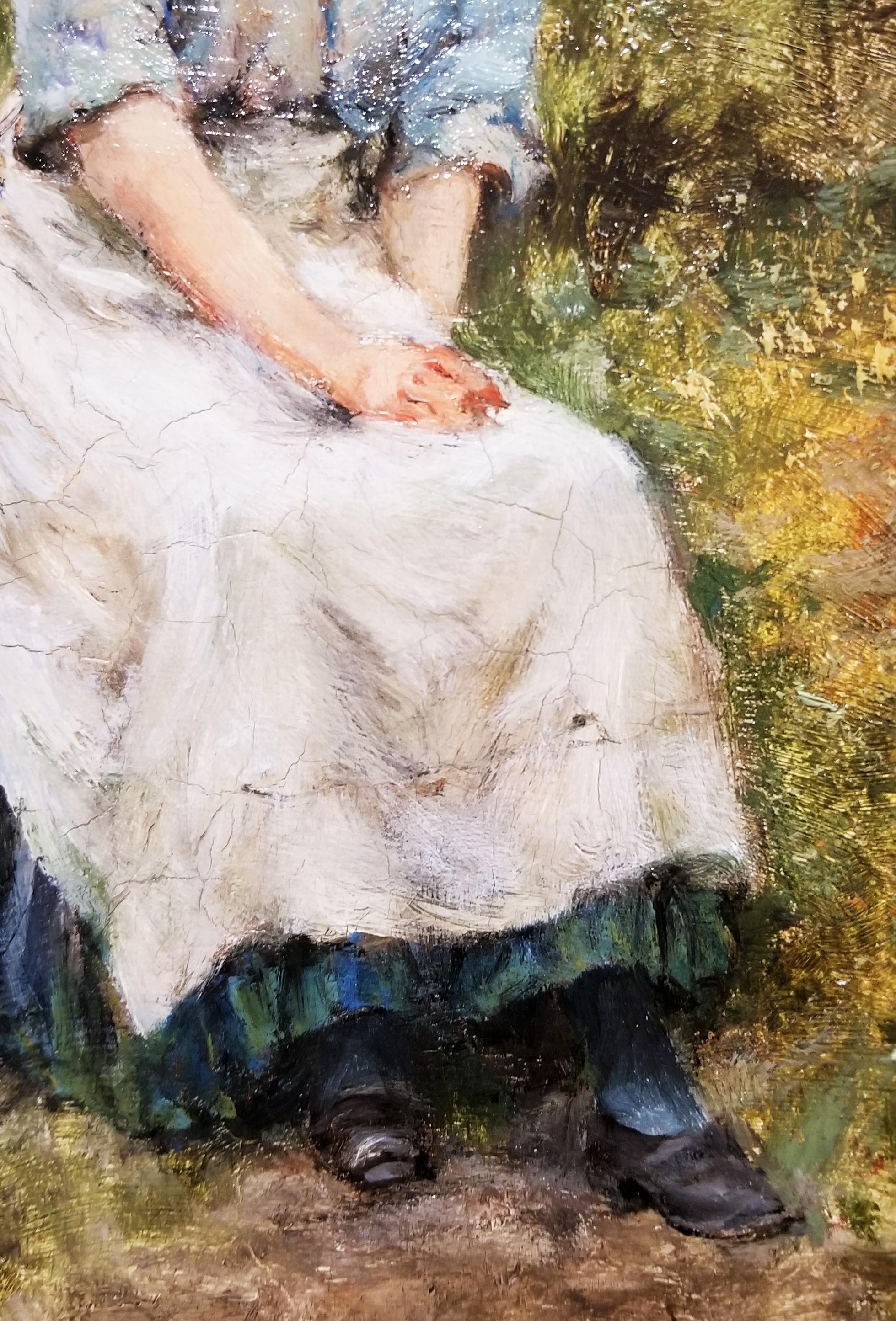 Fetching Water by the River /// British Impressionism Yeend King Oil Painting en vente 11