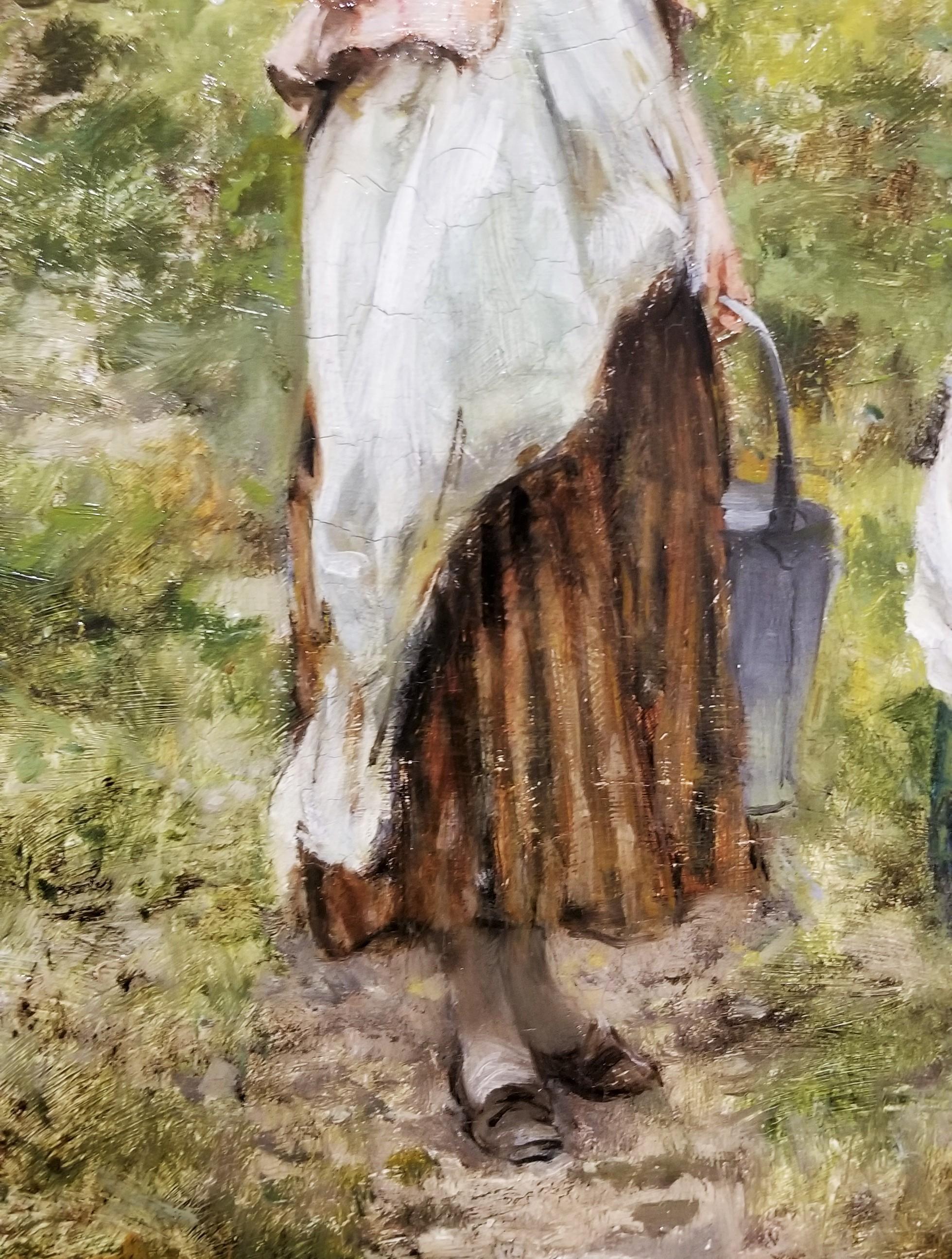 Fetching Water by the River /// British Impressionism Yeend King Oil Painting en vente 12