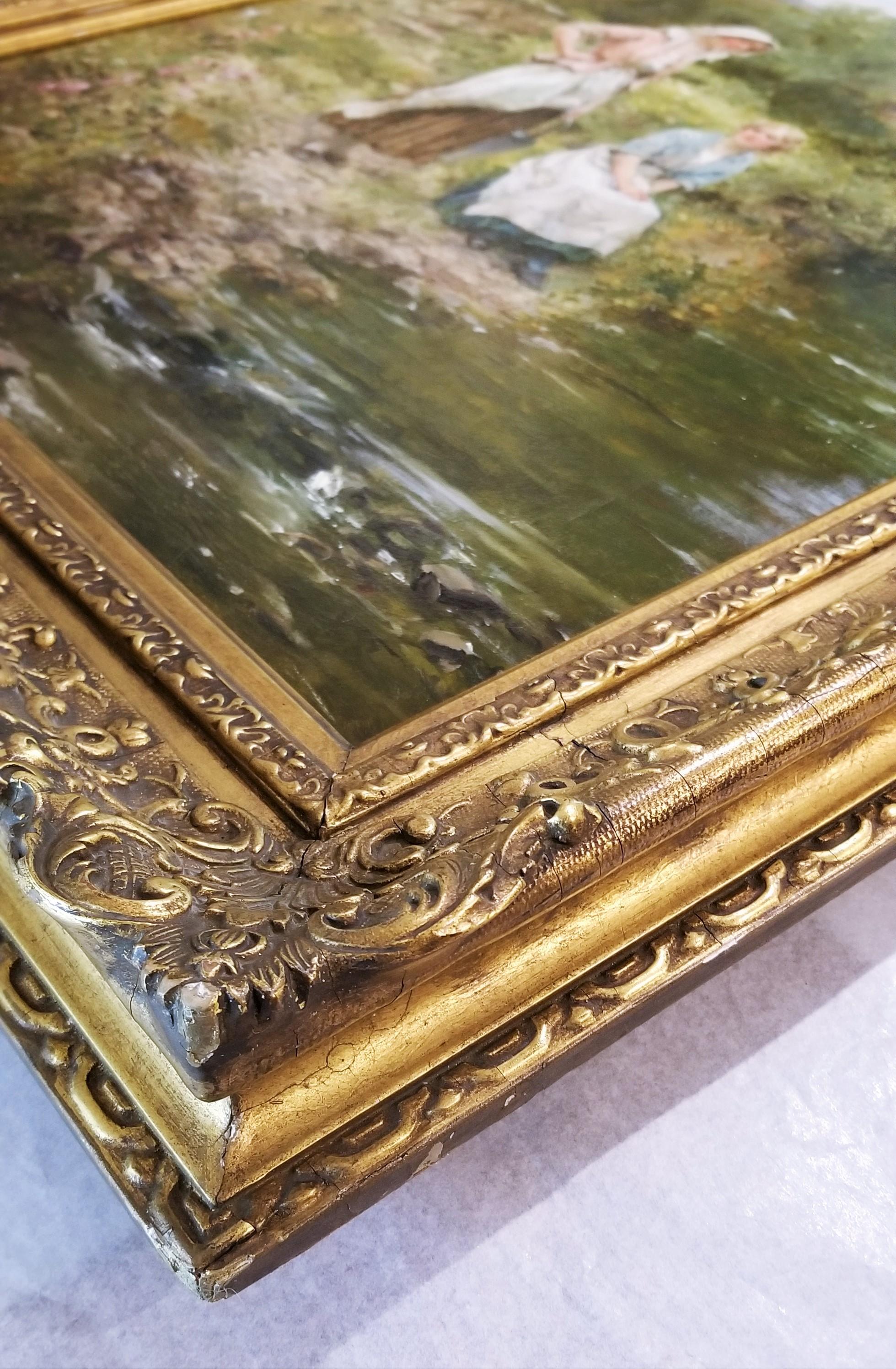 Fetching Water by the River /// British Impressionism Yeend King Oil Painting en vente 14