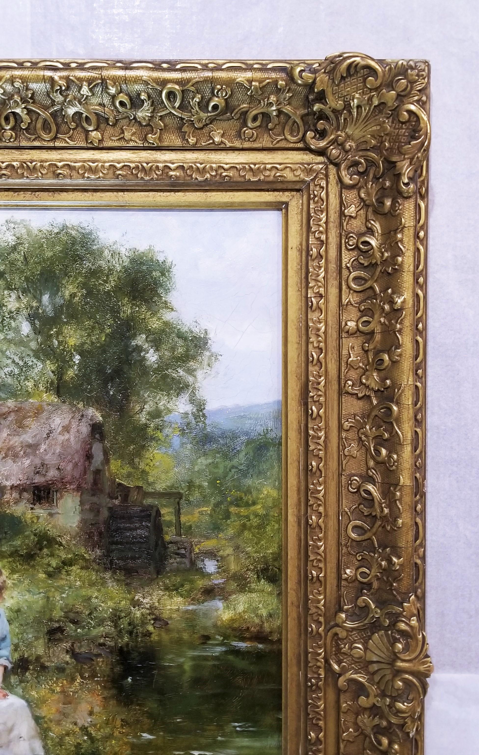 Fetching Water by the River /// British Impressionism Yeend King Oil Painting en vente 2