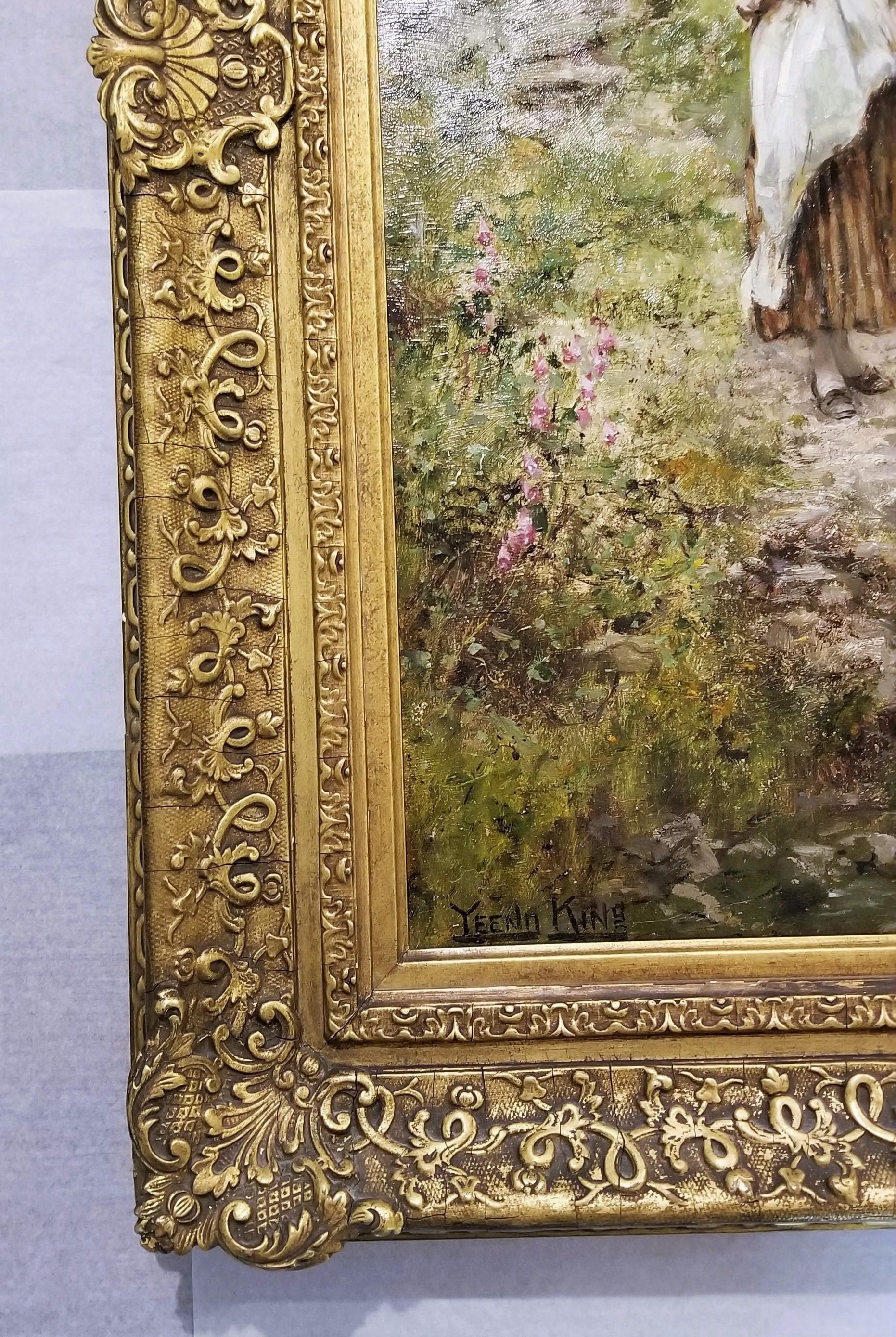 Prendere l'acqua al fiume /// Impressionismo britannico Yeend King Pittura ad olio - Painting Postimpressionismo di Henry John Yeend King