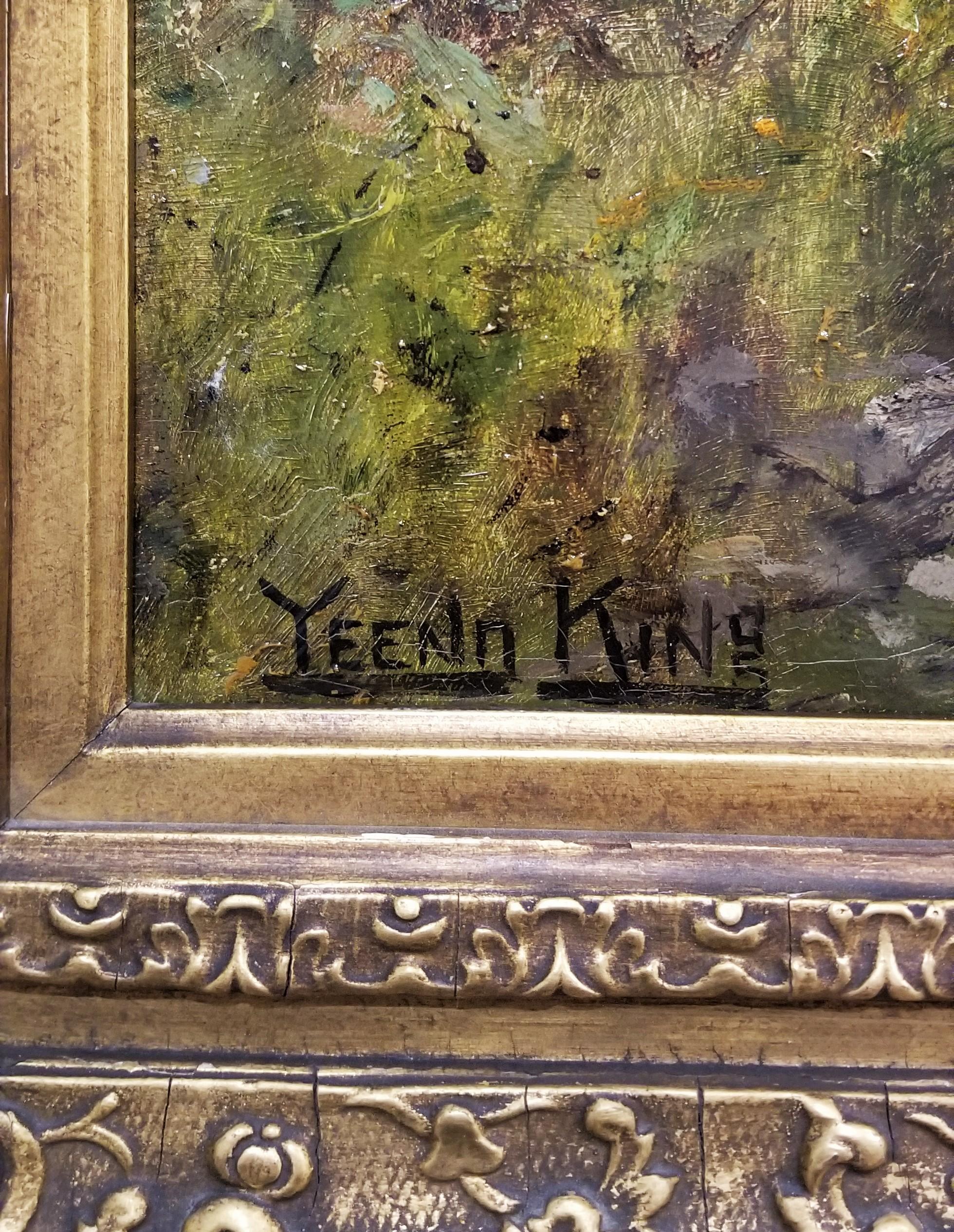 Fetching Water by the River /// Impressionnisme britannique Yeend King peinture à l'huile  - Marron Figurative Painting par Henry John Yeend King