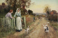 Summer Day in the Country, Realist Oil Painting, Early 20th Century