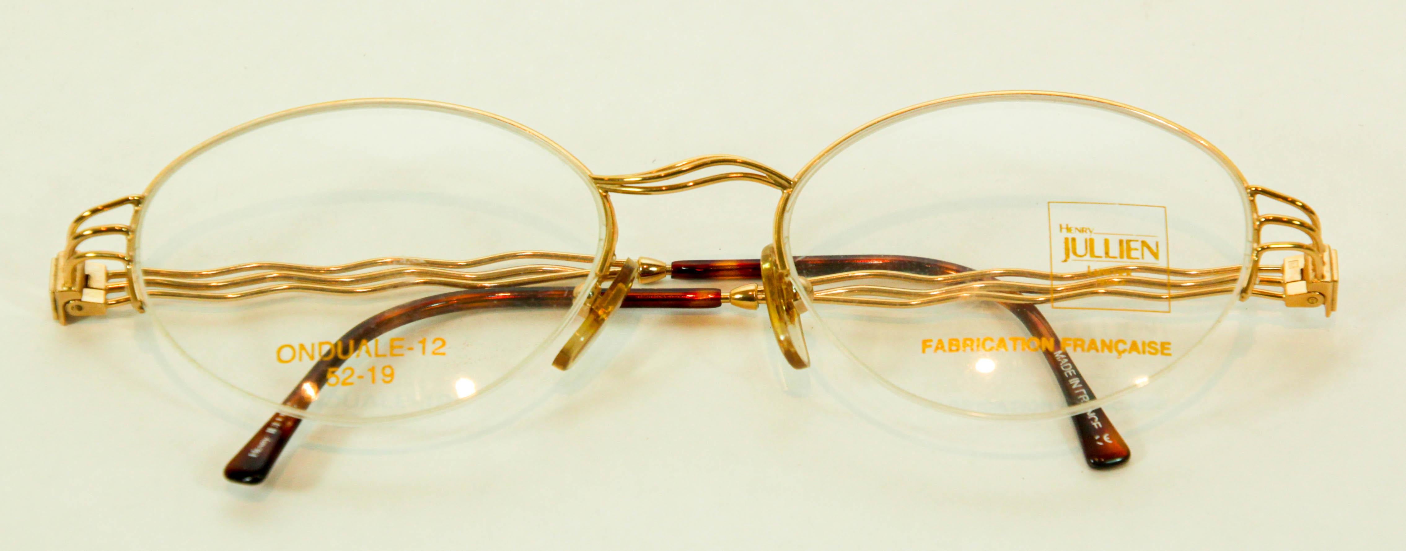 Henry Jullien  Eyewear Lady Classic Gold Half Frame New Vintage Model Onduale en vente 8