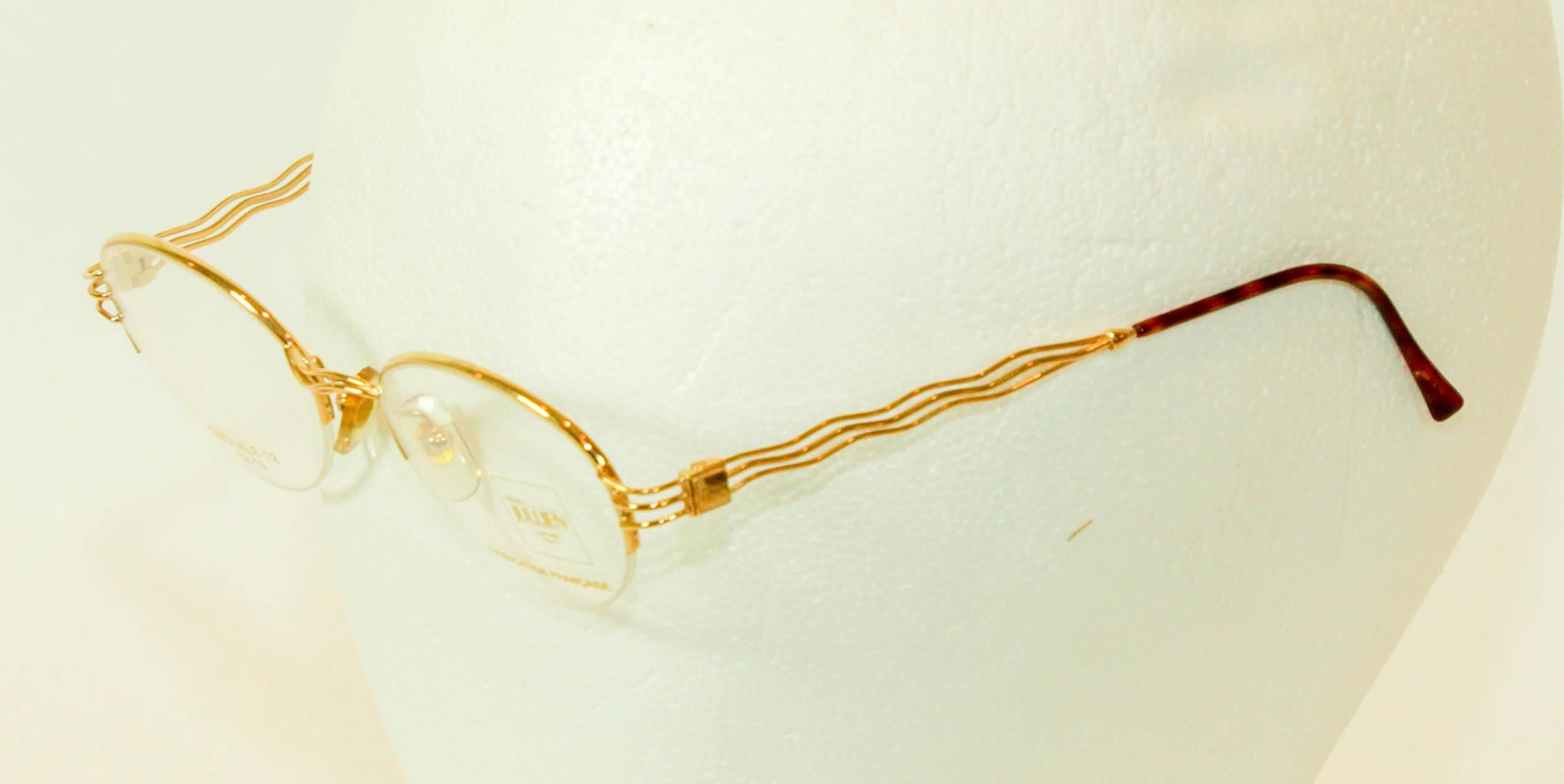 Blanc Henry Jullien  Eyewear Lady Classic Gold Half Frame New Vintage Model Onduale en vente
