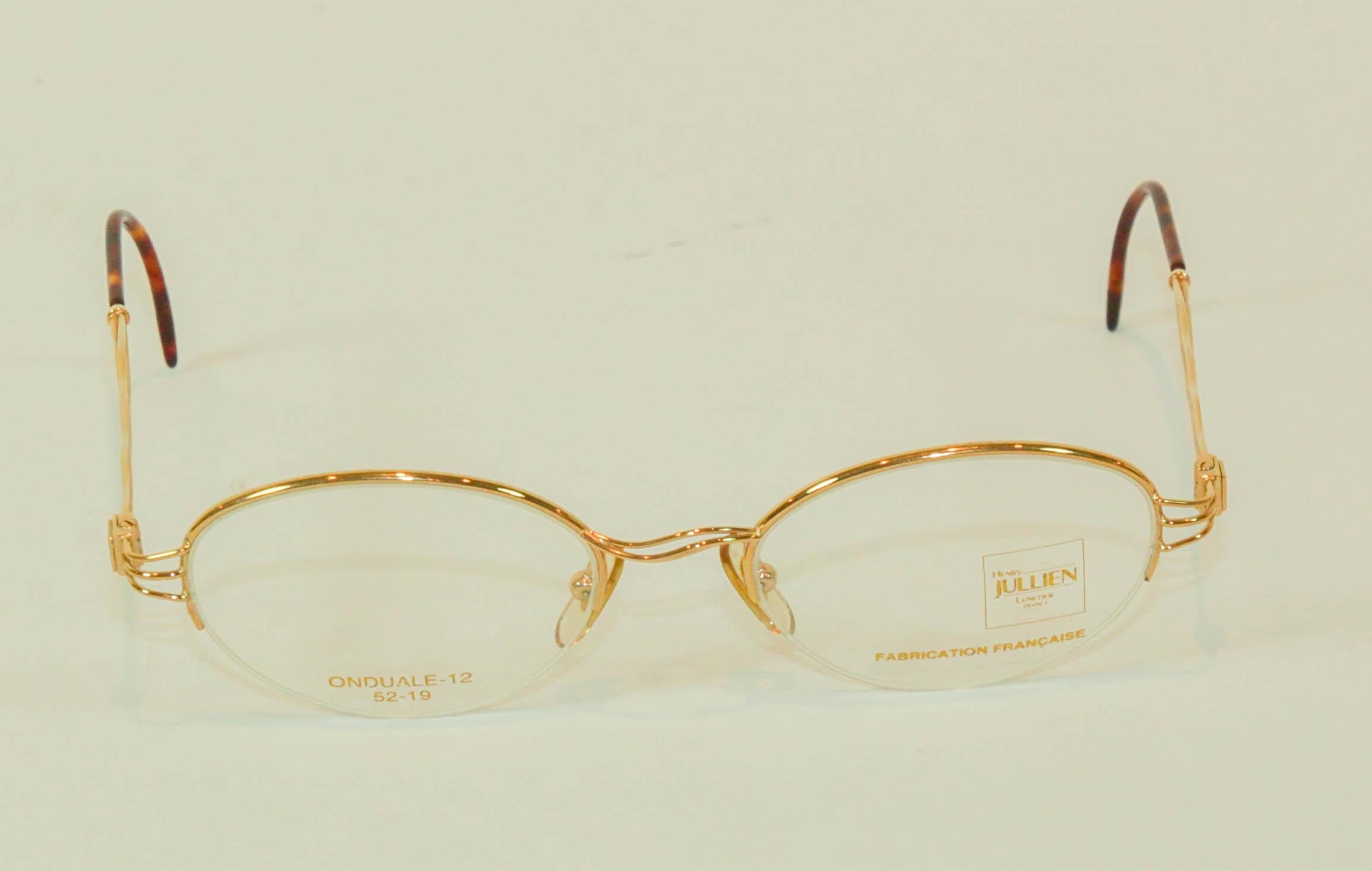 Henry Jullien  Eyewear Lady Classic Gold Half Frame New Vintage Model Onduale Unisexe en vente