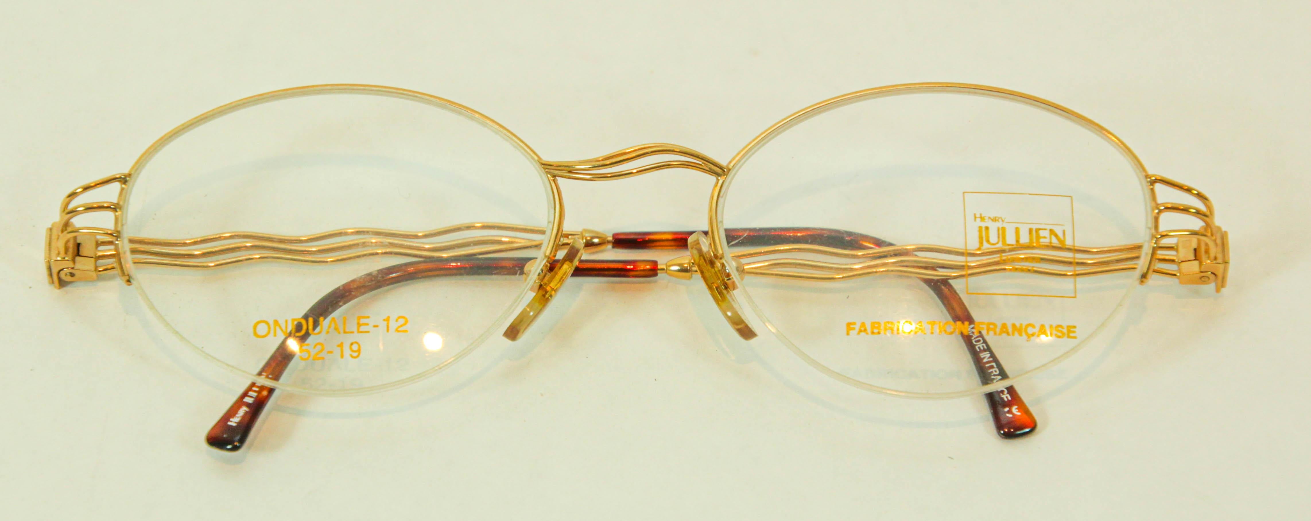 Henry Jullien  Eyewear Lady Classic Gold Half Frame New Vintage Model Onduale en vente 1