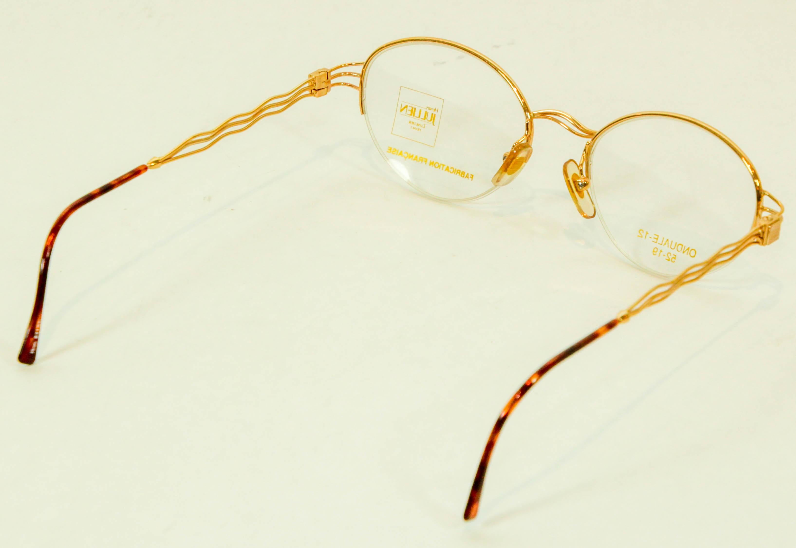 Henry Jullien  Eyewear Lady Classic Gold Half Frame New Vintage Model Onduale en vente 4