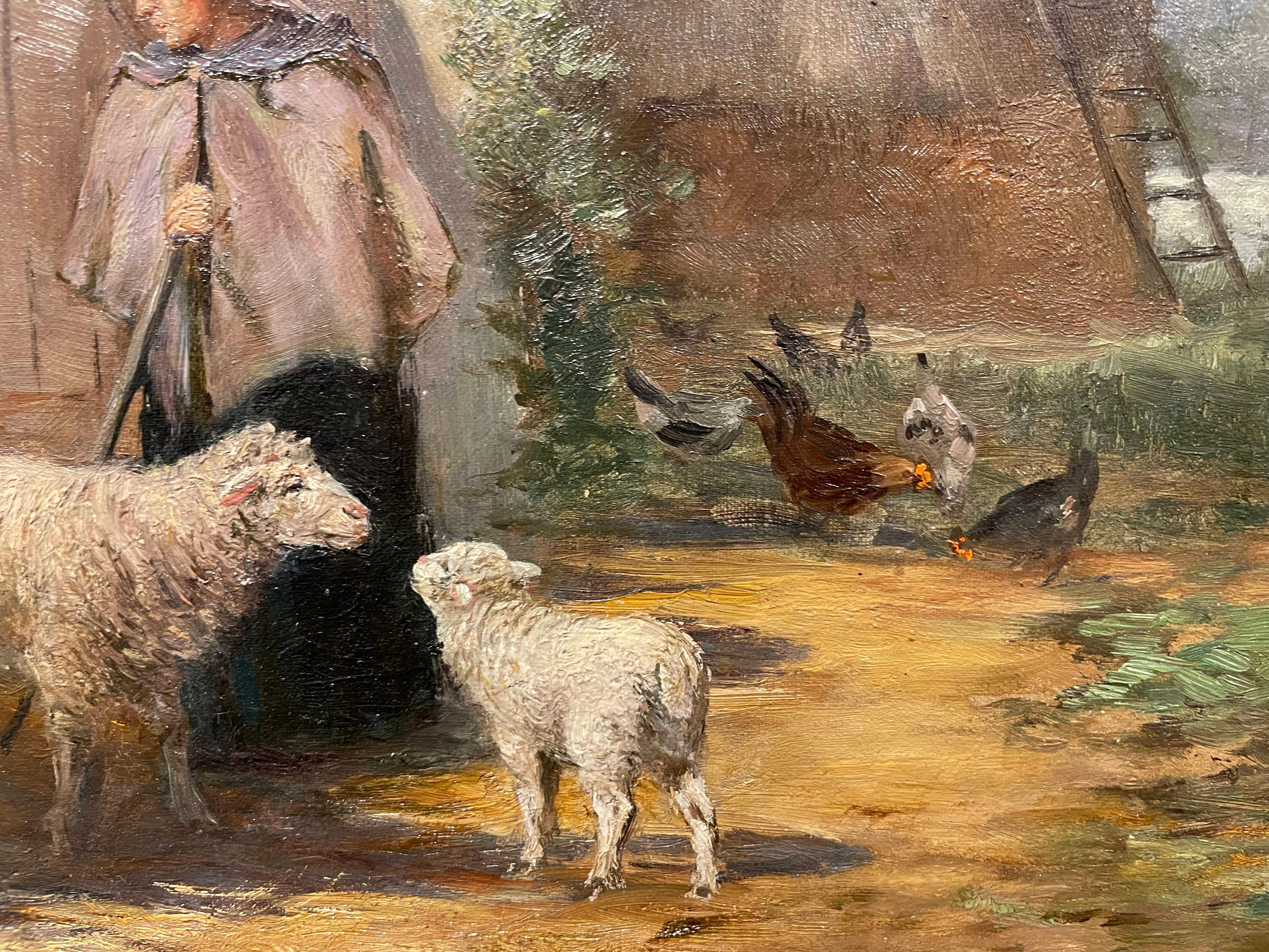 Henry George Keller (American, 1869–1949)
Shepherdess with Sheep and Dog, Munich, 1891
Oil on canvas
Signed and dated lower left
19 x 24 inches
25 x 30 inches, framed

Keller, a leading painter in Cleveland, was born at sea, off Nova Scotia on April