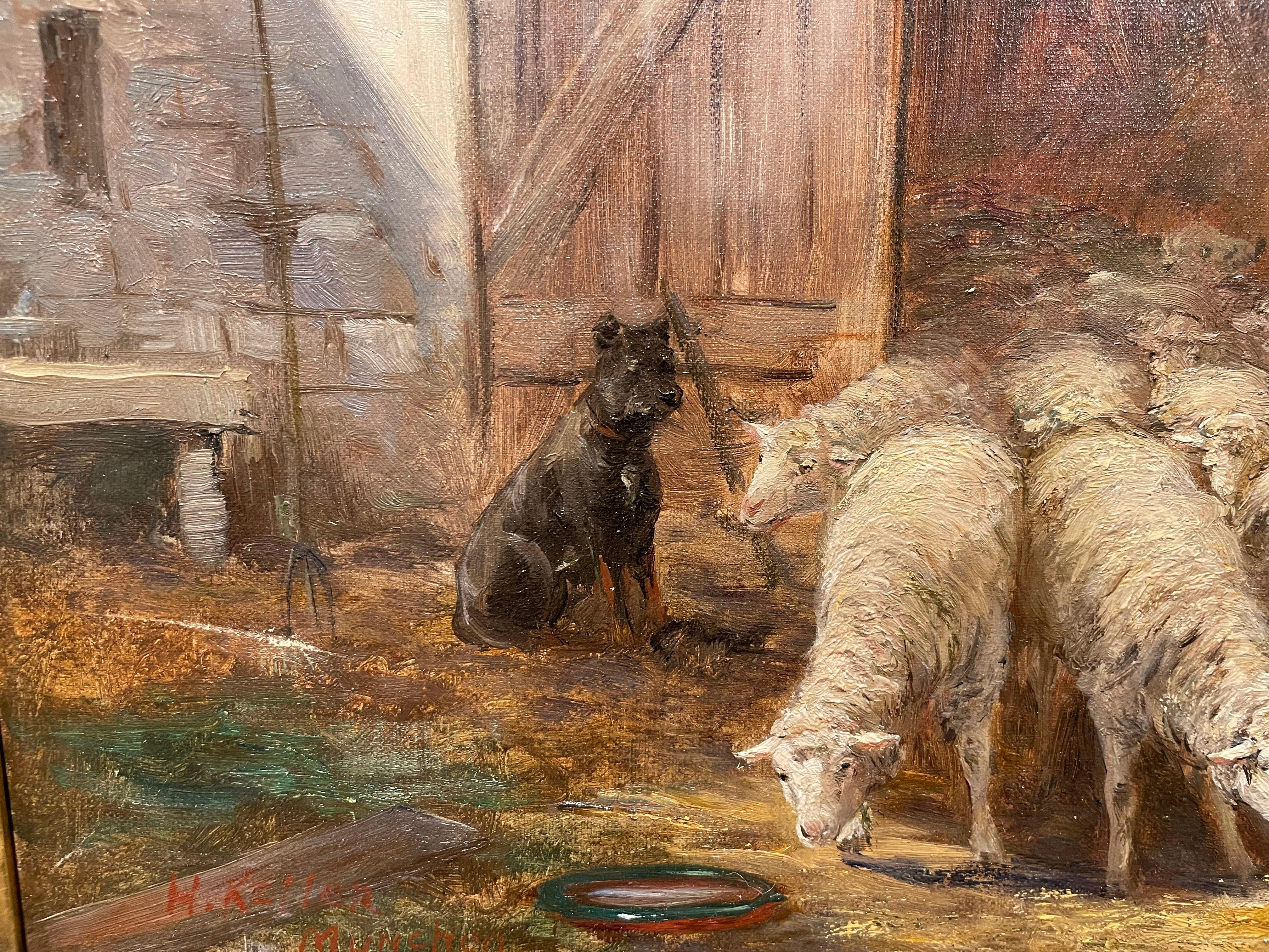 19th Century Landscape of Shepherdess w/ Sheep & Dog, Munich, Cleveland School For Sale 3