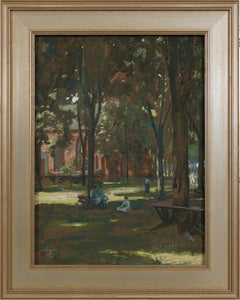 Ladies in a Church Yard in Shady Afternoon, Early 20th Century Cleveland School