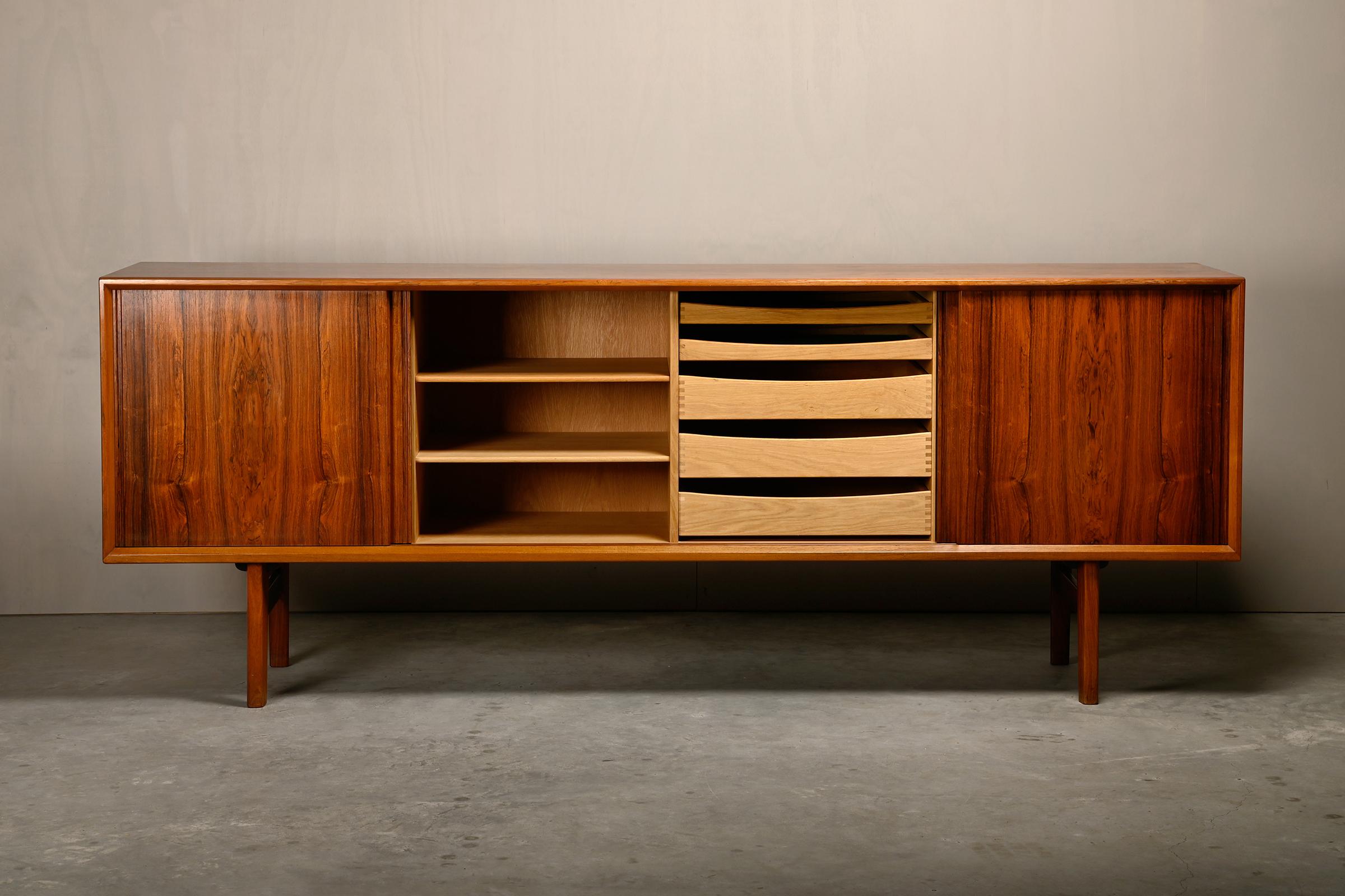 Mid-20th Century Henry Kjærnulf large Sideboard in rosewood for Bruno Hansen, Denmark 1960s