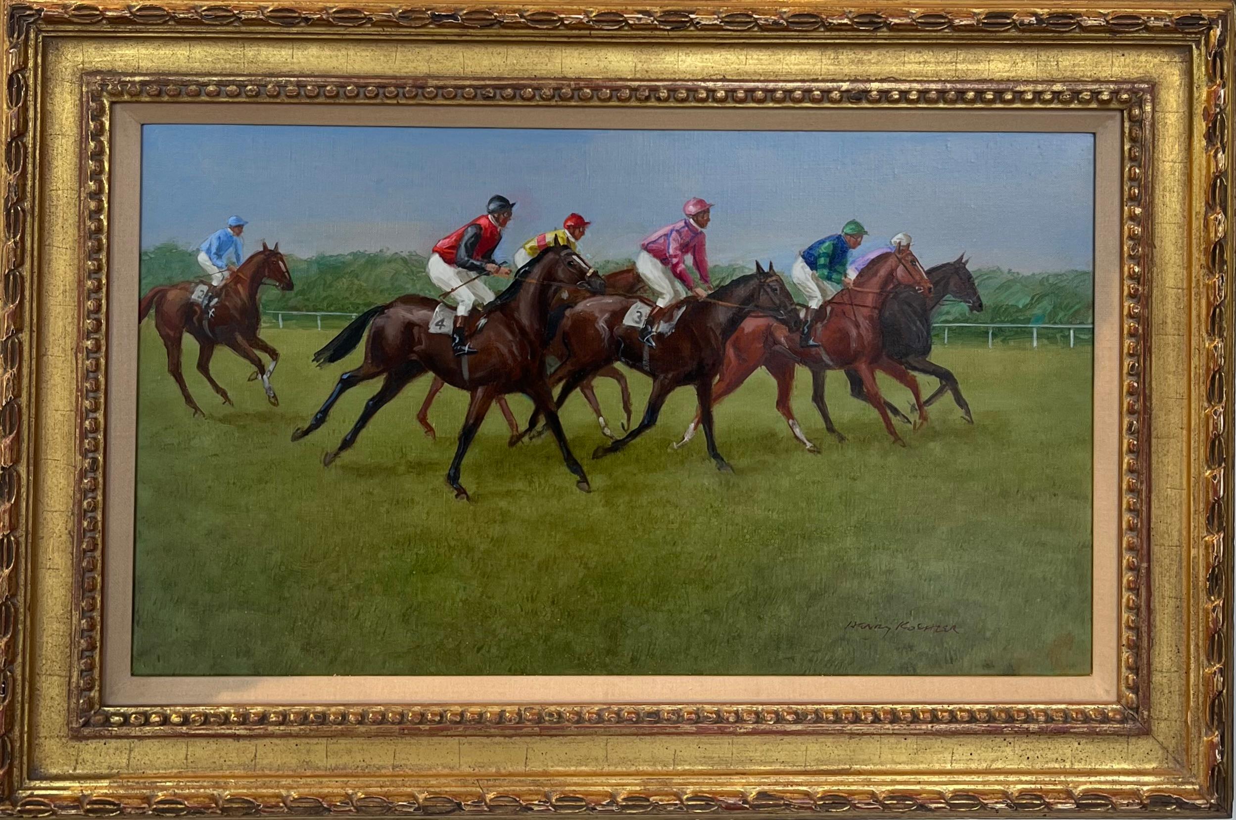 Steeplechasers Covering Ground - Painting by Henry Koehler