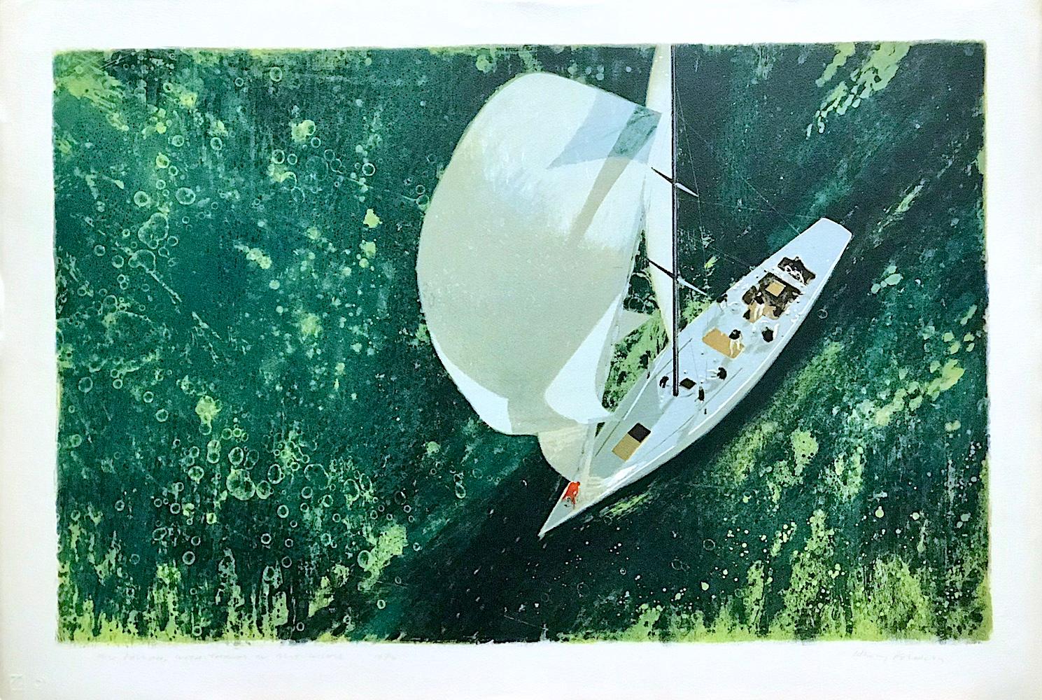 Henry Koehler Landscape Print - CONSTELLATION BELOW Signed Lithograph, Sailing, Cutter (boat), Nautical Art
