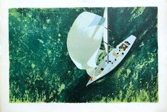 CONSTELLATION BELOW Signed Lithograph, Sailing, Cutter (boat), Nautical Art