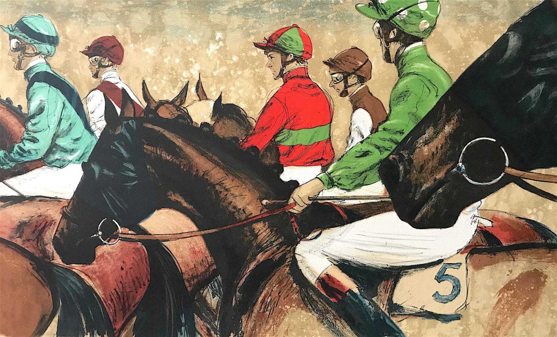 Race Day, Signed Lithograph, Horse Racing - Print by Henry Koehler