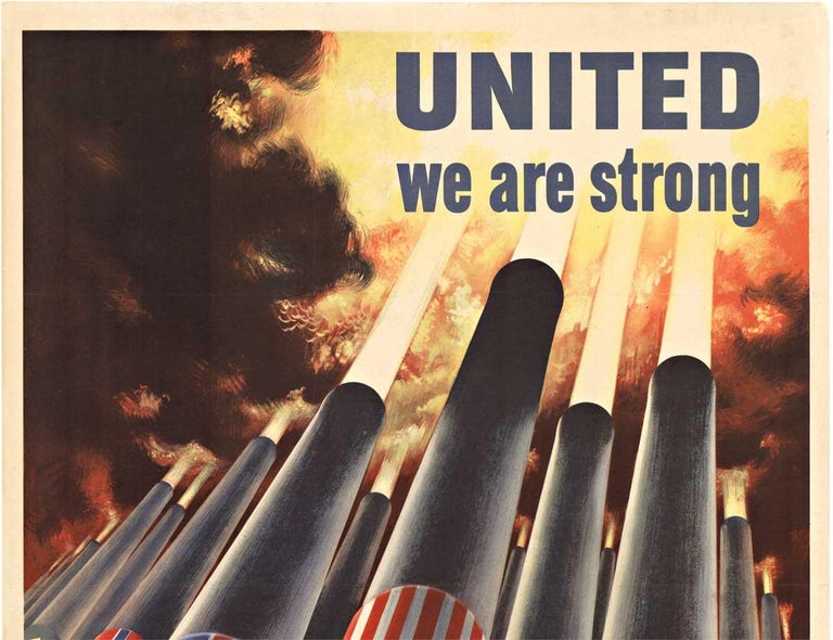 Henry Koerner Original United We are Strong United We Will vintage