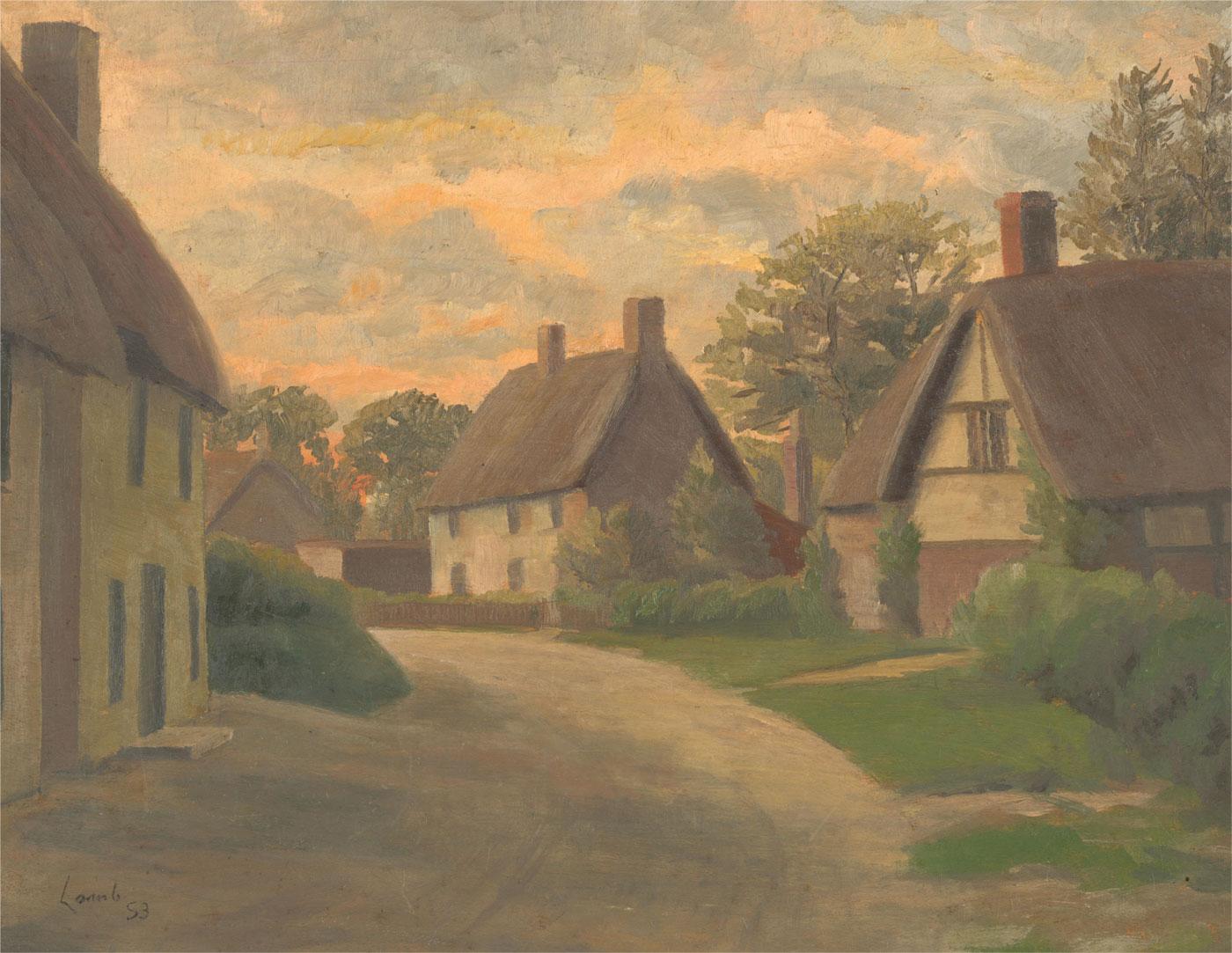 Henry Lamb (1883–1960) - 1953 Oil, Cottages At Sundown For Sale 2