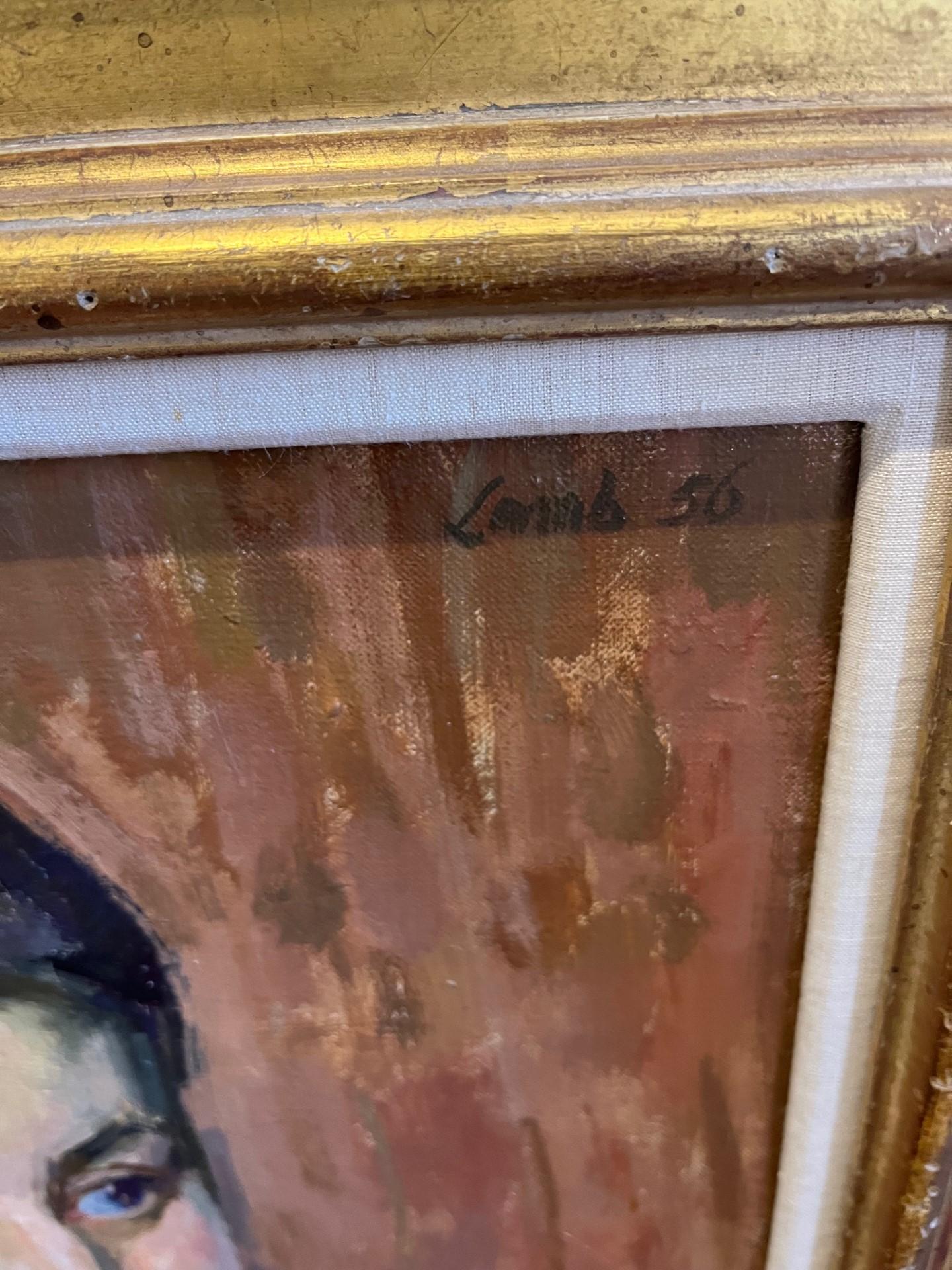 Retrato al óleo de mediados de siglo de la hija de artistas la renombrada horticultora Henrietta Phipps.  Gran óleo de su querida primera hija y un fondo liso entonado que muestra a la perfección la asombrosa facilidad de Henry Lamb con el color. 