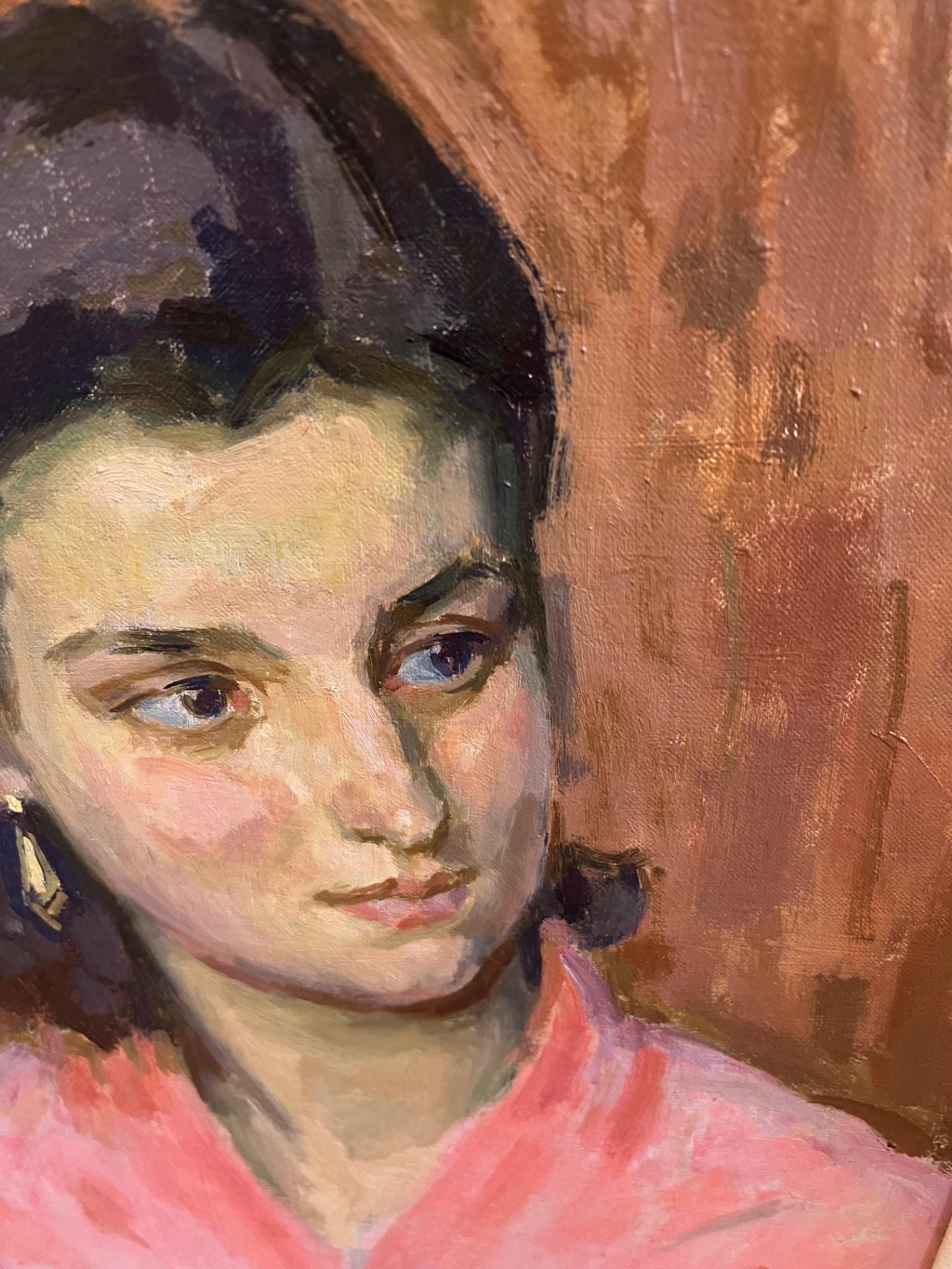 Retrato de mediados de siglo Óleo postimpresionista de Henrietta Phipps hija de artistas en venta 1