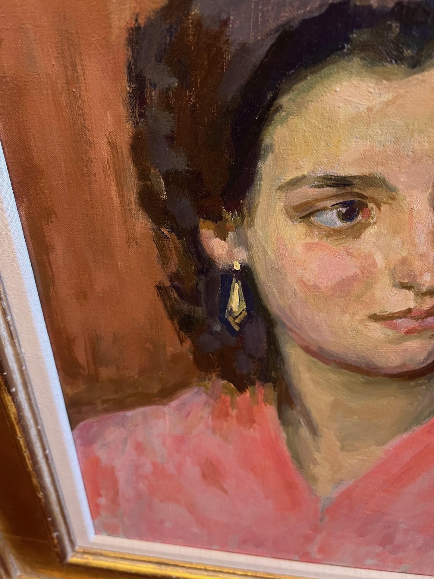 Retrato de mediados de siglo Óleo postimpresionista de Henrietta Phipps hija de artistas en venta 2