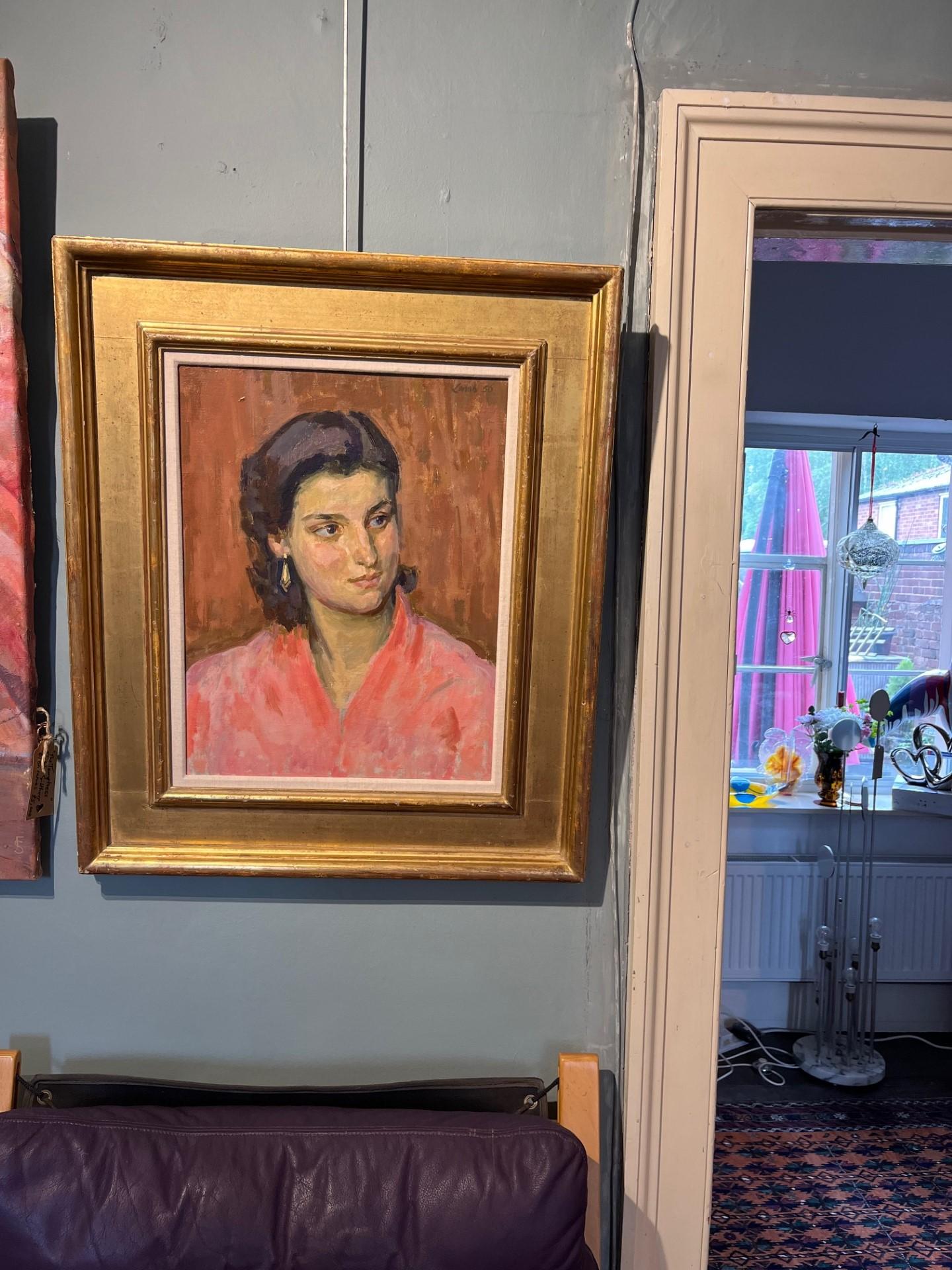 Retrato de mediados de siglo Óleo postimpresionista de Henrietta Phipps hija de artistas en venta 4
