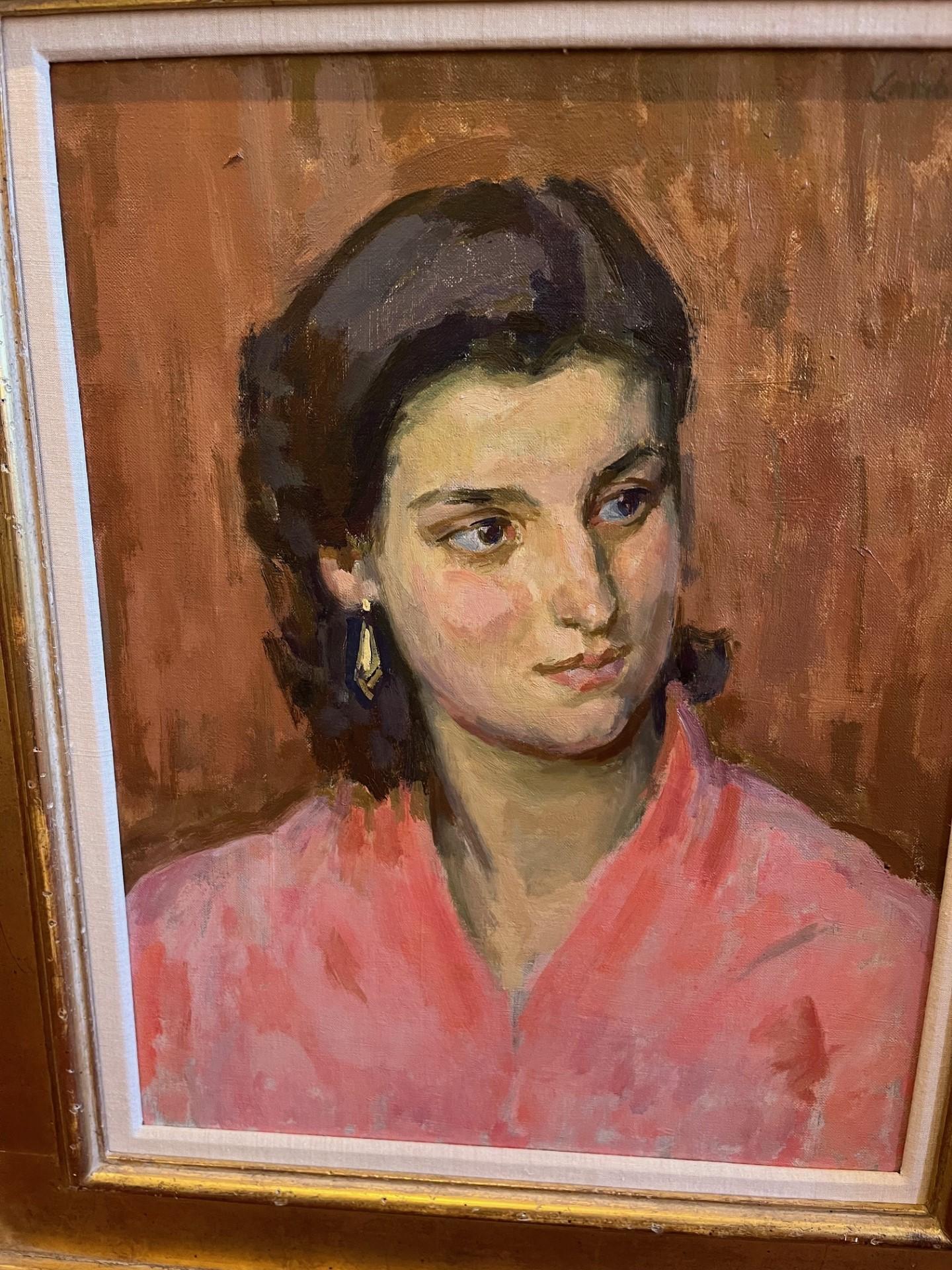 Retrato de mediados de siglo Óleo postimpresionista de Henrietta Phipps hija de artistas