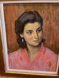Retrato de mediados de siglo Óleo postimpresionista de Henrietta Phipps hija de artistas