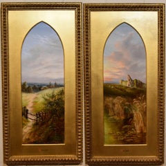 Oil Painting Pair by Henry Larpent Roberts "Sunrise and Sunset"