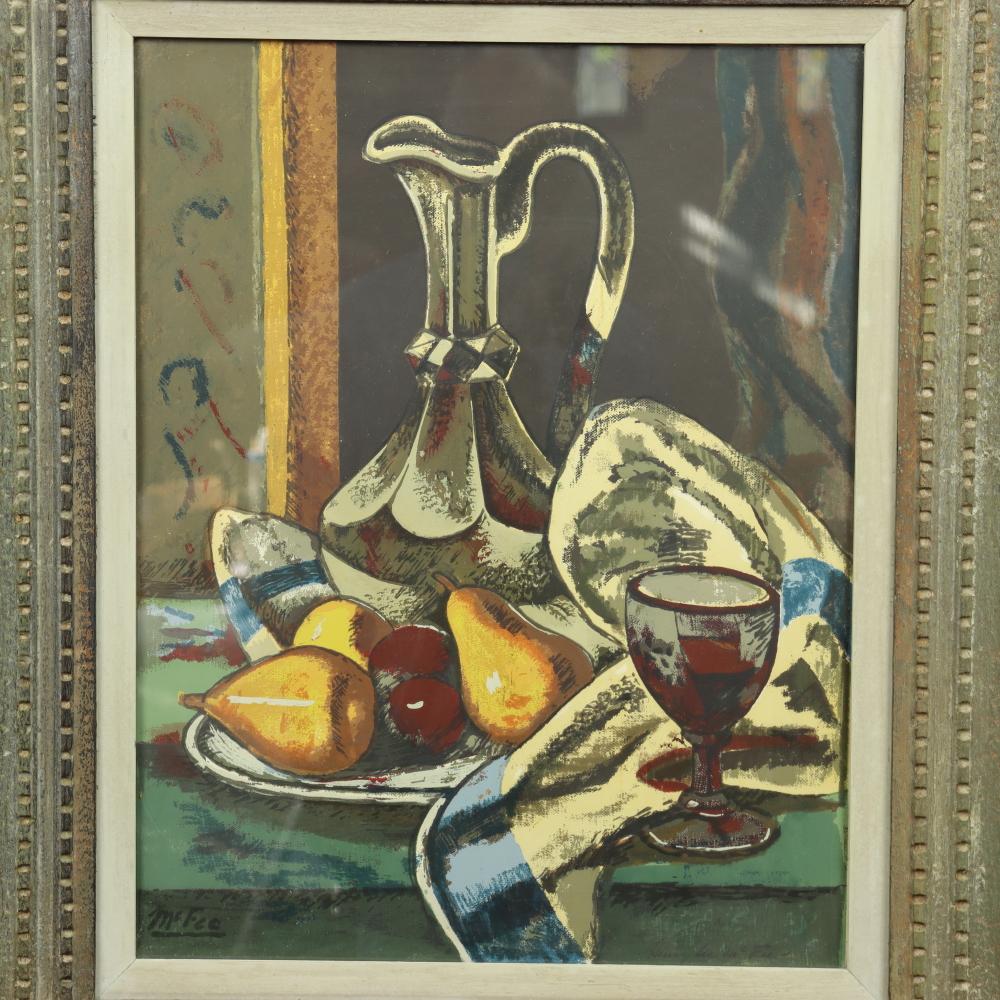 Peint à la main Henry Lee McFee - Nature morte moderniste du milieu du siècle - Sérigraphie en vente