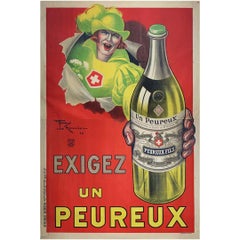 Affiche publicitaire originale de 1925 pour Un Peureux, une liqueur française