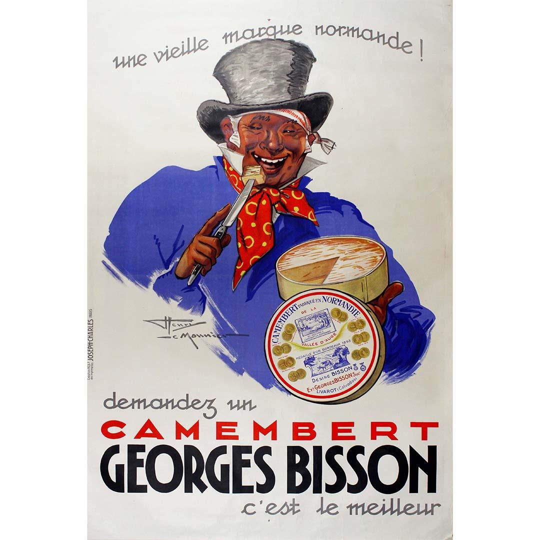 1937 Original Werbeplakat Demandez un Camembert Georges Bisson, Gastronomie, Original – Print von Henry Lemonnier