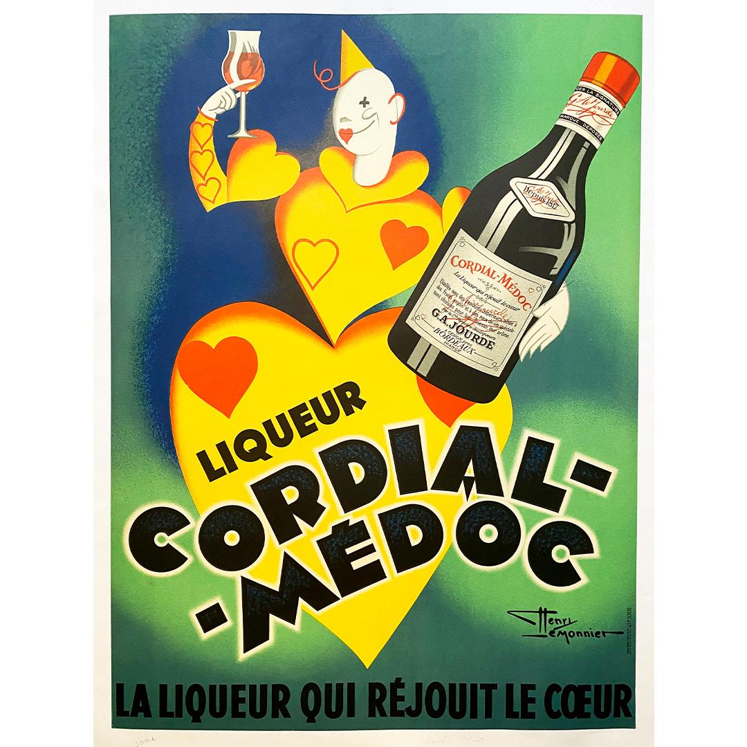 Circa 1940 Original Poster by Henry Lemonnier - Liqueur Cordial - Médoc - Alcool en vente 1