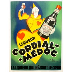 Circa 1940 Original Poster by Henry Lemonnier - Liqueur Cordial - Médoc - Alcool
