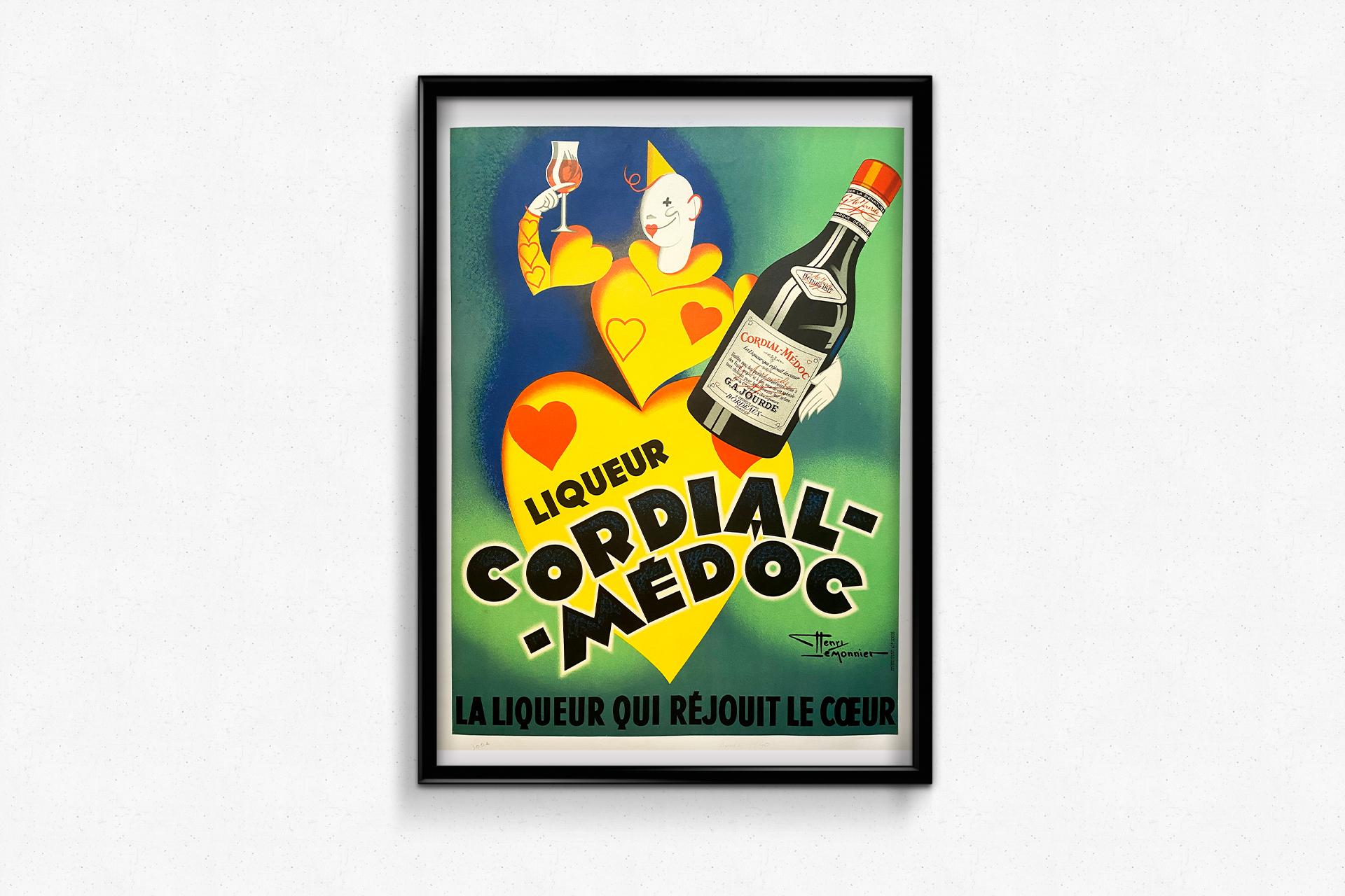 Circa 1940 Original Poster by Henry Lemonnier - Liqueur Cordial - Médoc - Alcool en vente 2