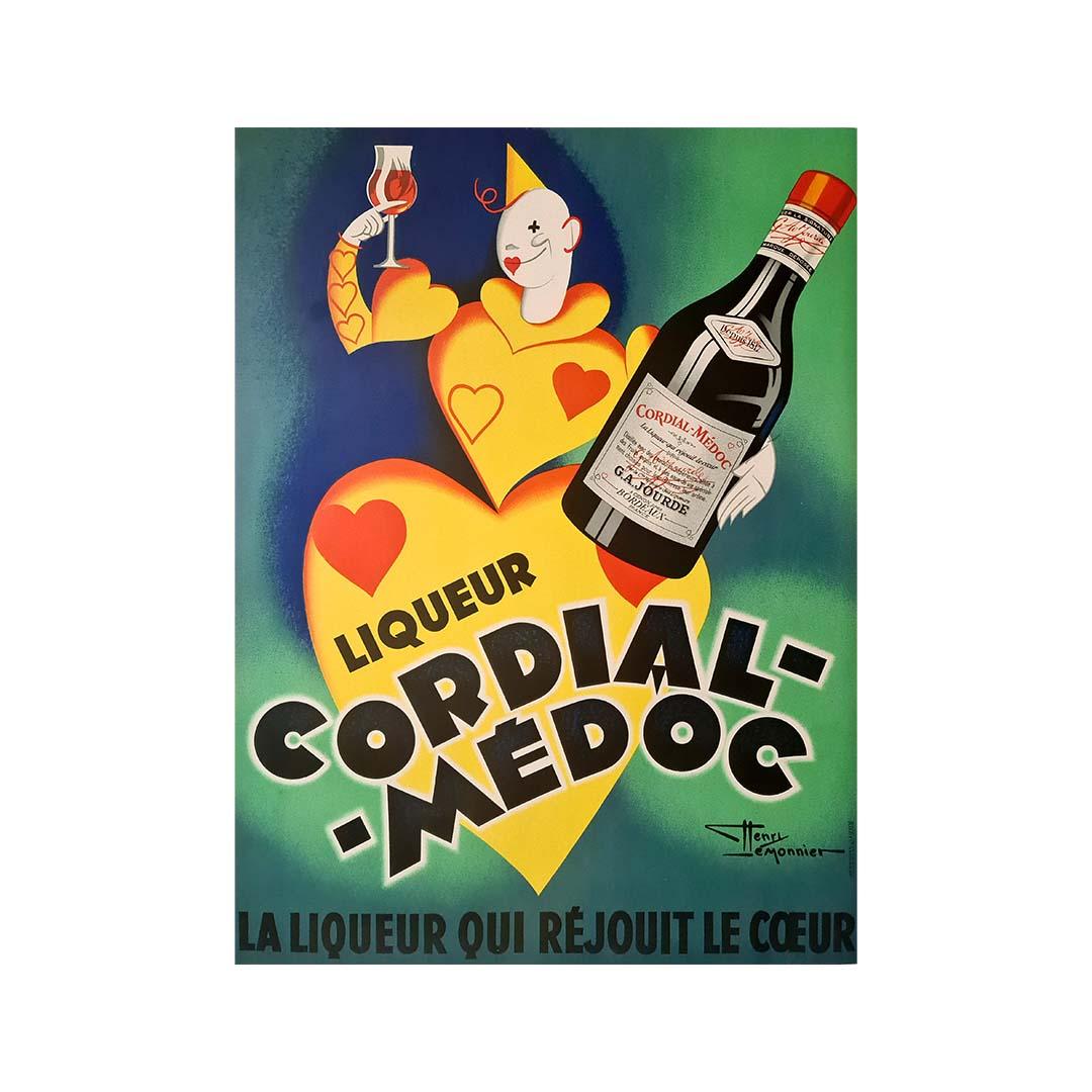 Circa 1940 Original poster by Henry Lemonnier - Liqueur Cordial - Médoc For Sale 1