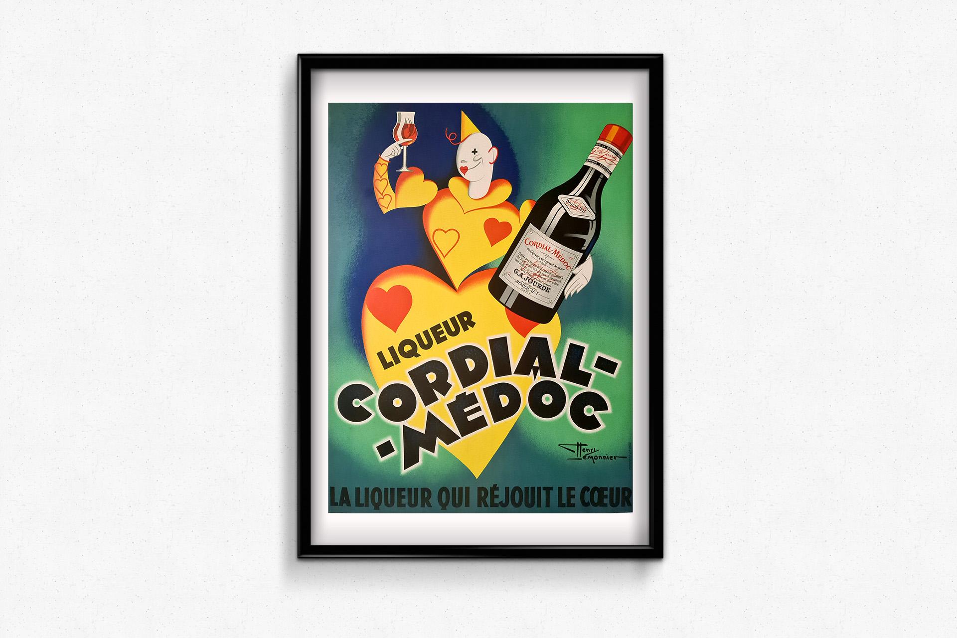 Circa 1940 Original poster by Henry Lemonnier - Liqueur Cordial - Médoc For Sale 2