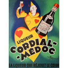 Circa 1940 Original poster by Henry Lemonnier - Liqueur Cordial - Médoc