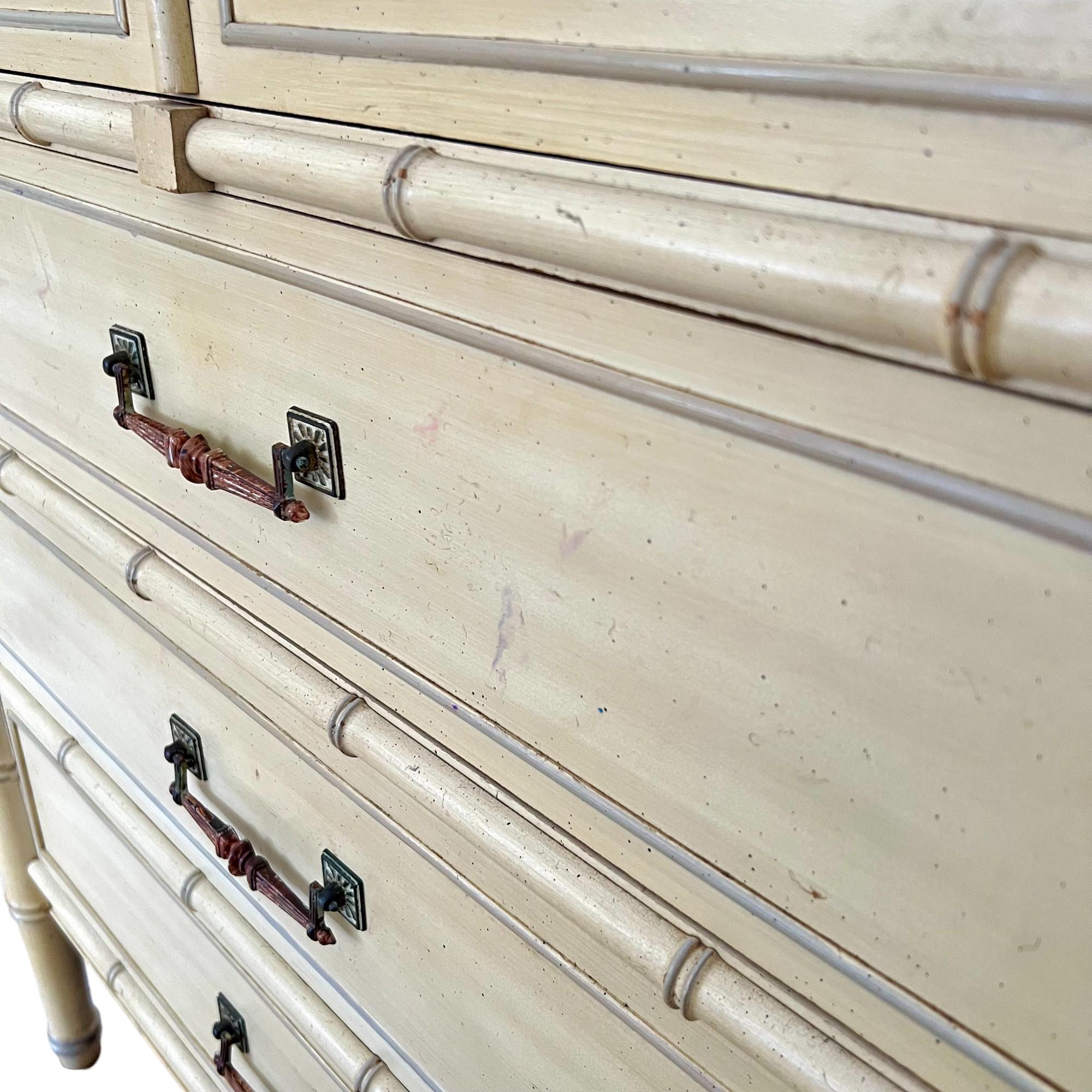 Henry Link Bali Hai Faux Bamboo Highboy Dresser, 1970s For Sale 3