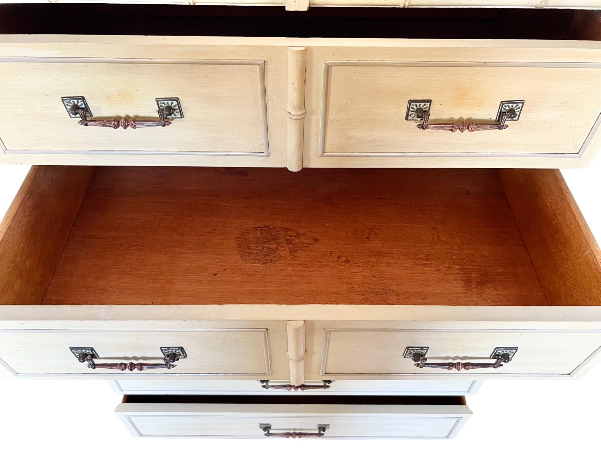 Bronze Henry Link Bali Hai Faux Bamboo Highboy Dresser, 1970s For Sale
