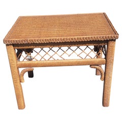 Henry Link Boho Chic Wicker, Rattan and Glass Top Side Table